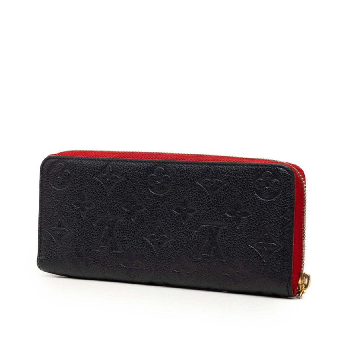 Louis Vuitton Navy Red Color Leather Long Wallet (Bi-Fold) (Pre-Owned)