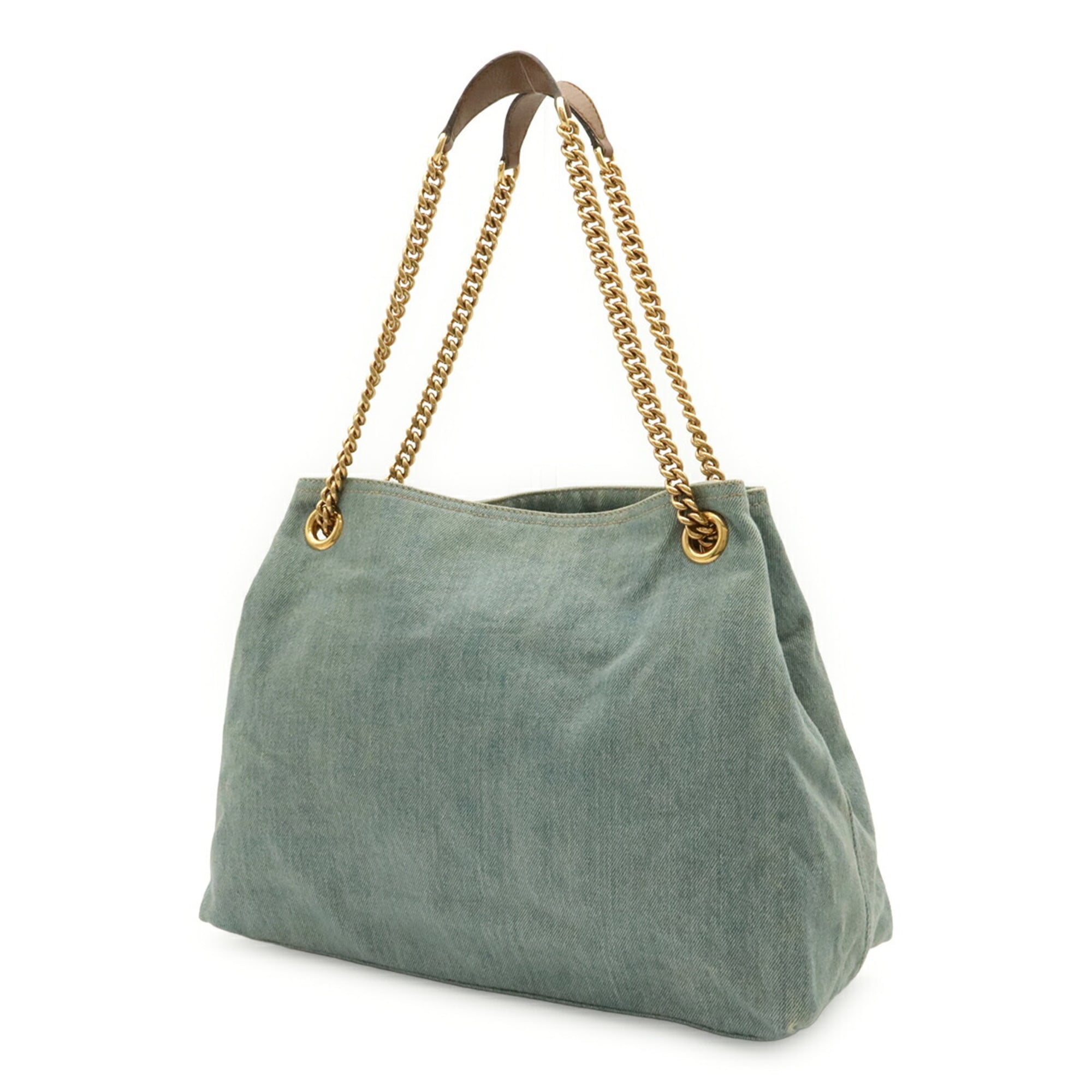 Gucci Brown Light Blue Denim Shoulder Bag Tote Bag (Pre-Owned)