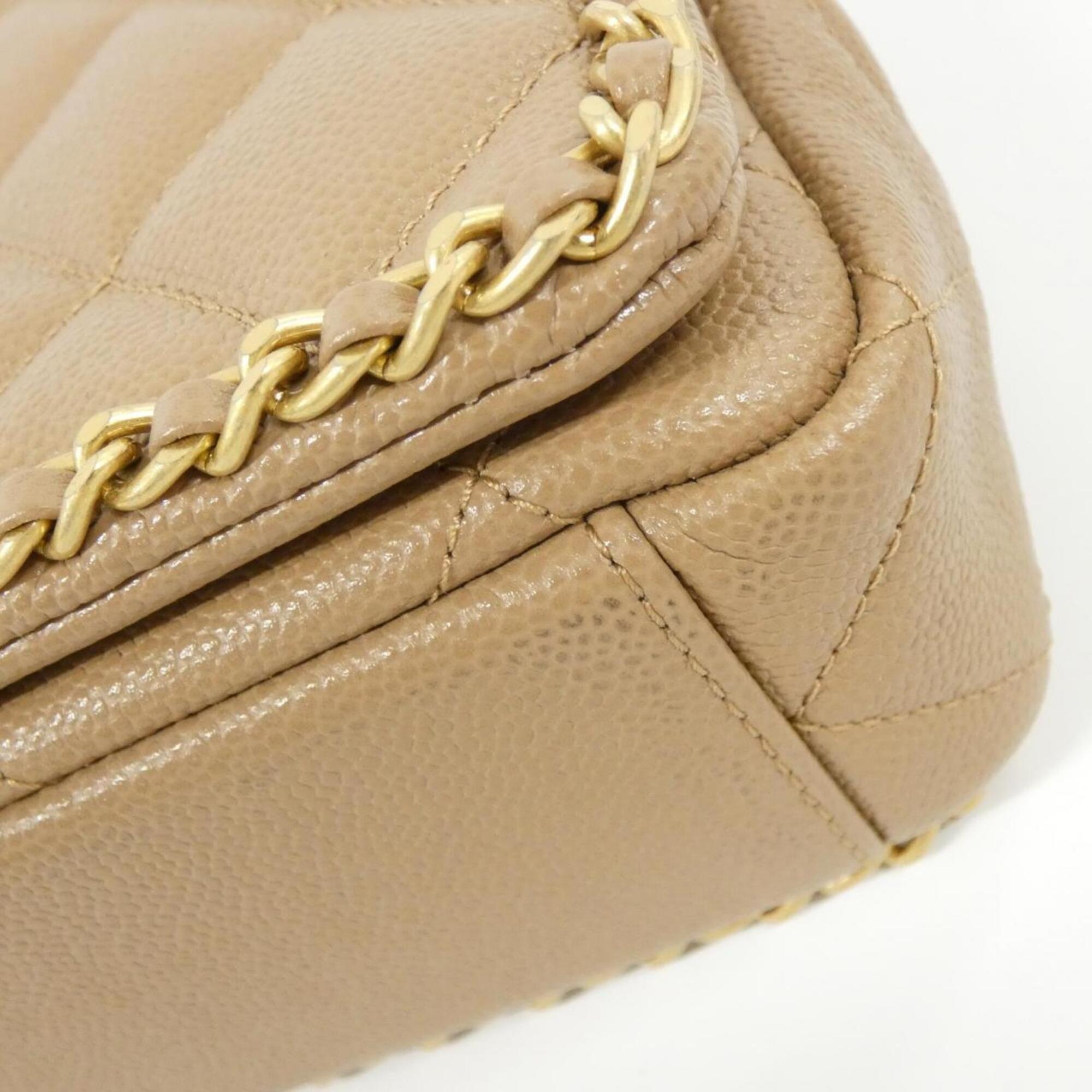 Chanel Beige Grained Calfskin Shoulder Bag (Pre-Owned)