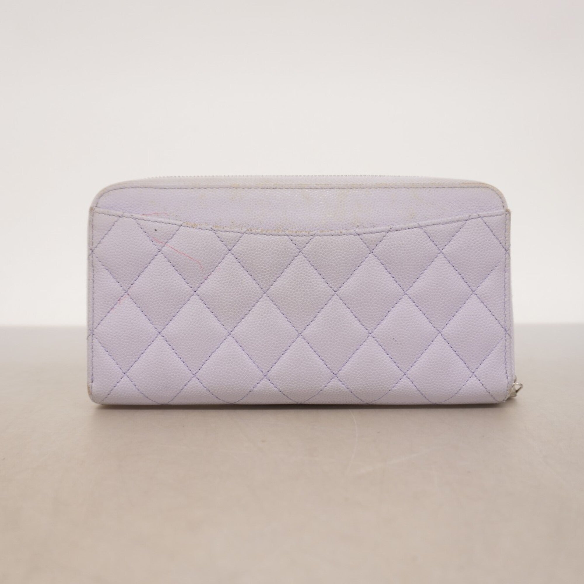 Chanel Purple Grained Calfskin Long Wallet (Bi-Fold) (Pre-Owned)