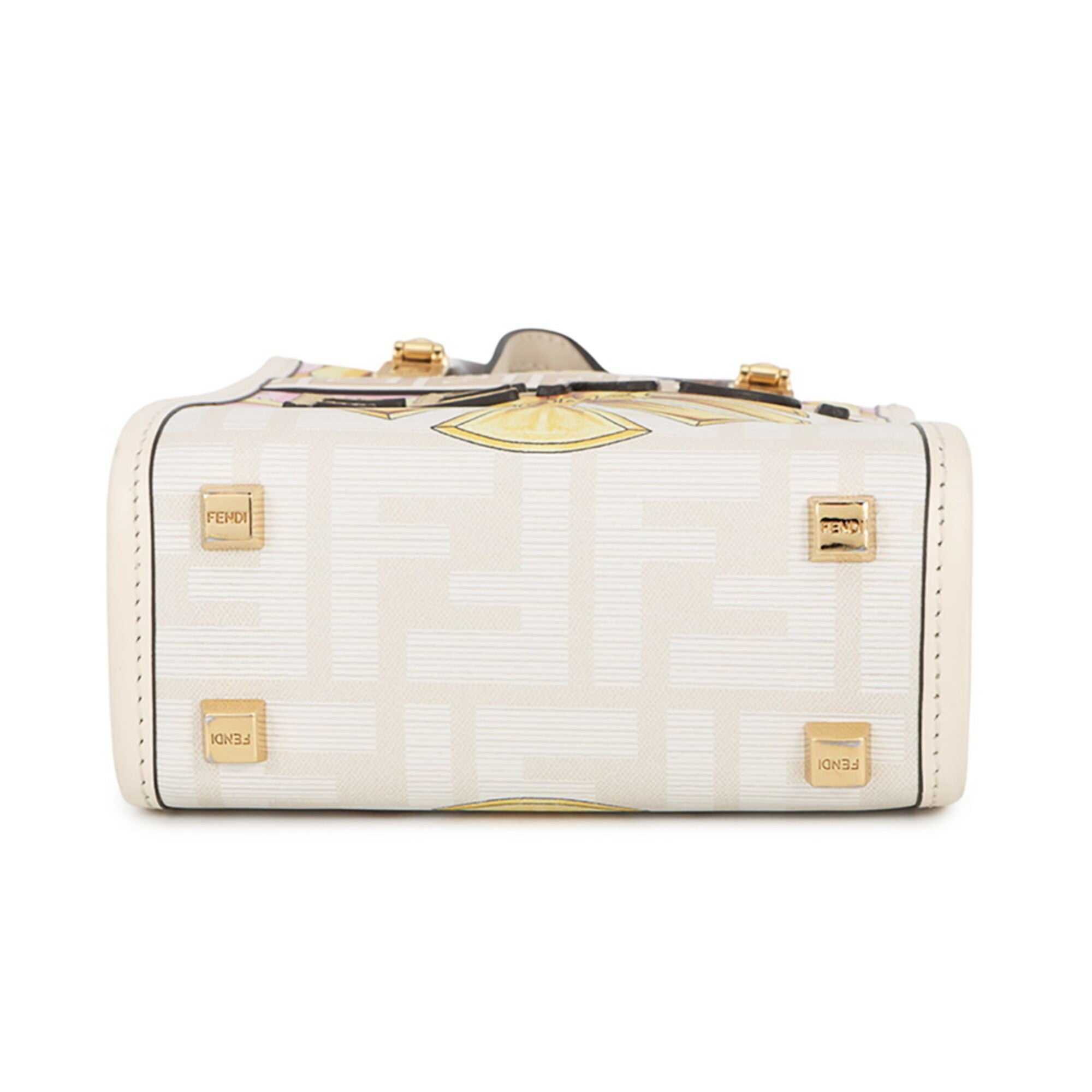 Fendi White Yellow Leather Handbag Shoulder Bag (Pre-Owned)