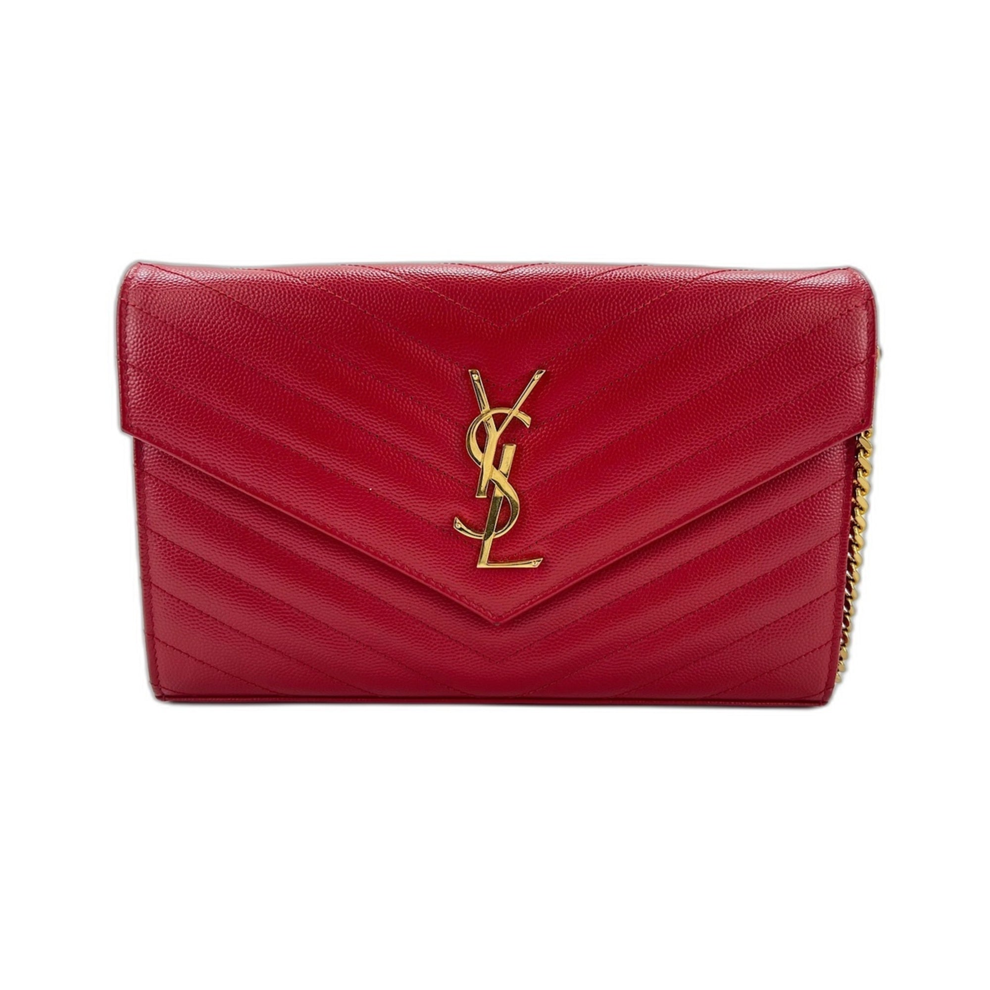 Yves Saint Laurent Cassandre Red Color Shoulder Bag (Pre-Owned)