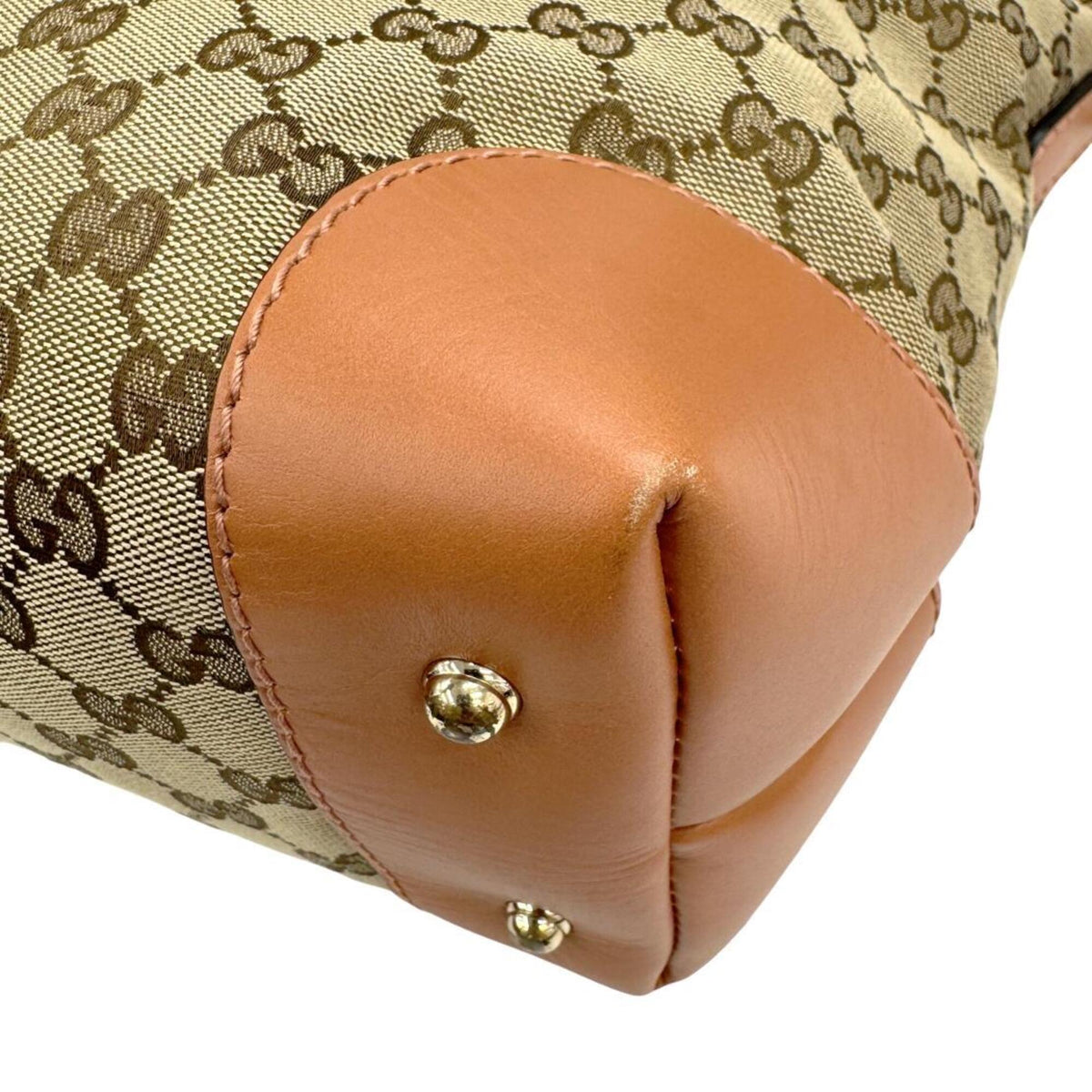 Gucci Beige Pink Beige Canvas Shoulder Bag (Pre-Owned)