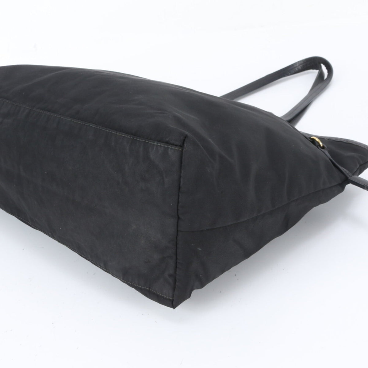 Prada Black Leather Nylon Handbag Shoulder Bag Tote Bag (Pre-Owned)