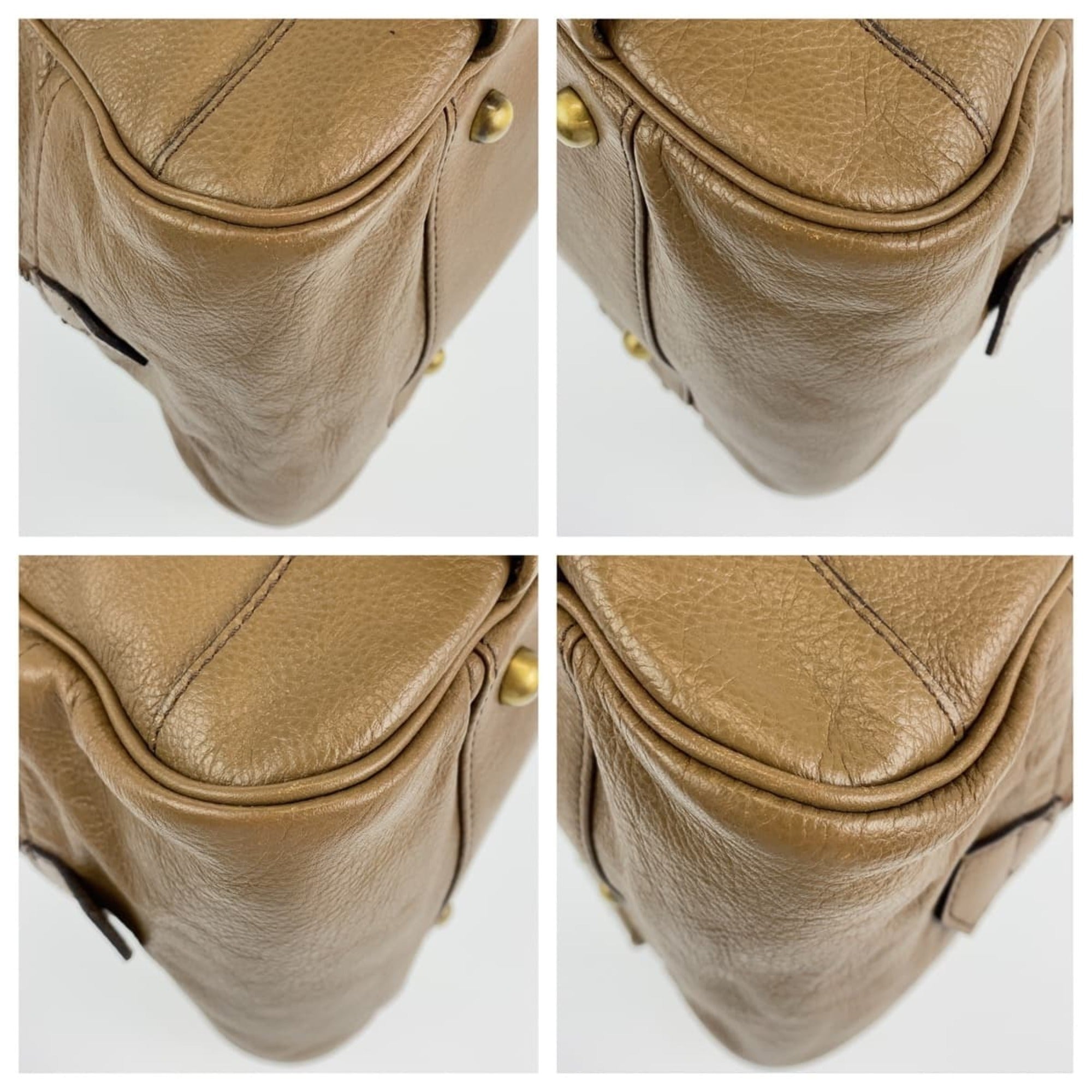 Burberry Khaki Brown Leather Handbag Shoulder Bag (Pre-Owned)