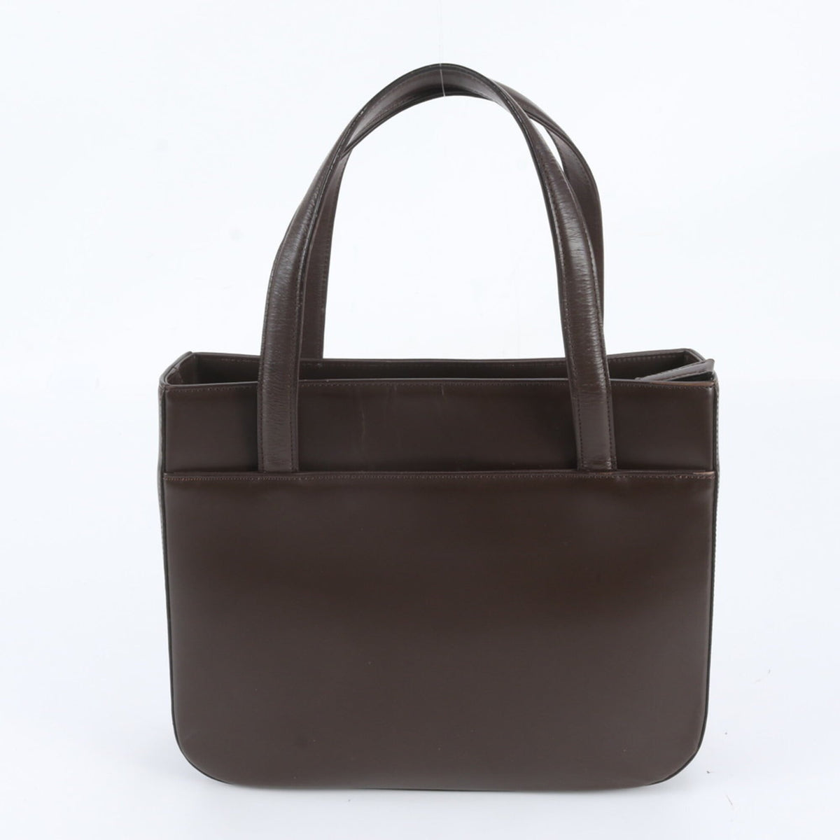 Burberry Brown Leather Canvas Handbag Shoulder Bag Tote Bag (Pre-Owned)