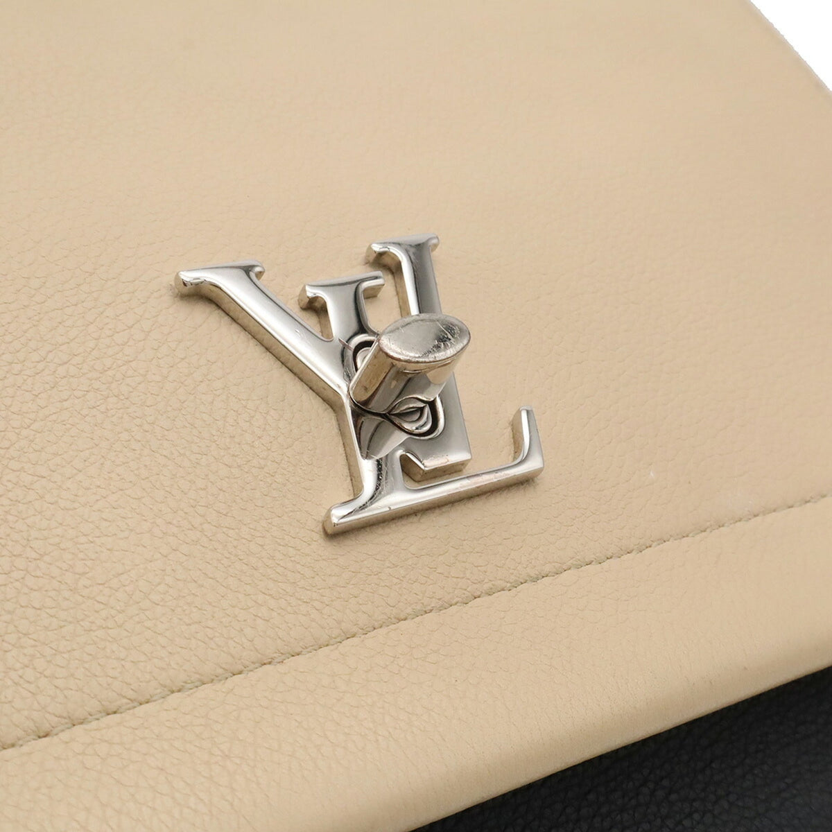 Louis Vuitton Beige Black Leather Handbag Shoulder Bag (Pre-Owned)