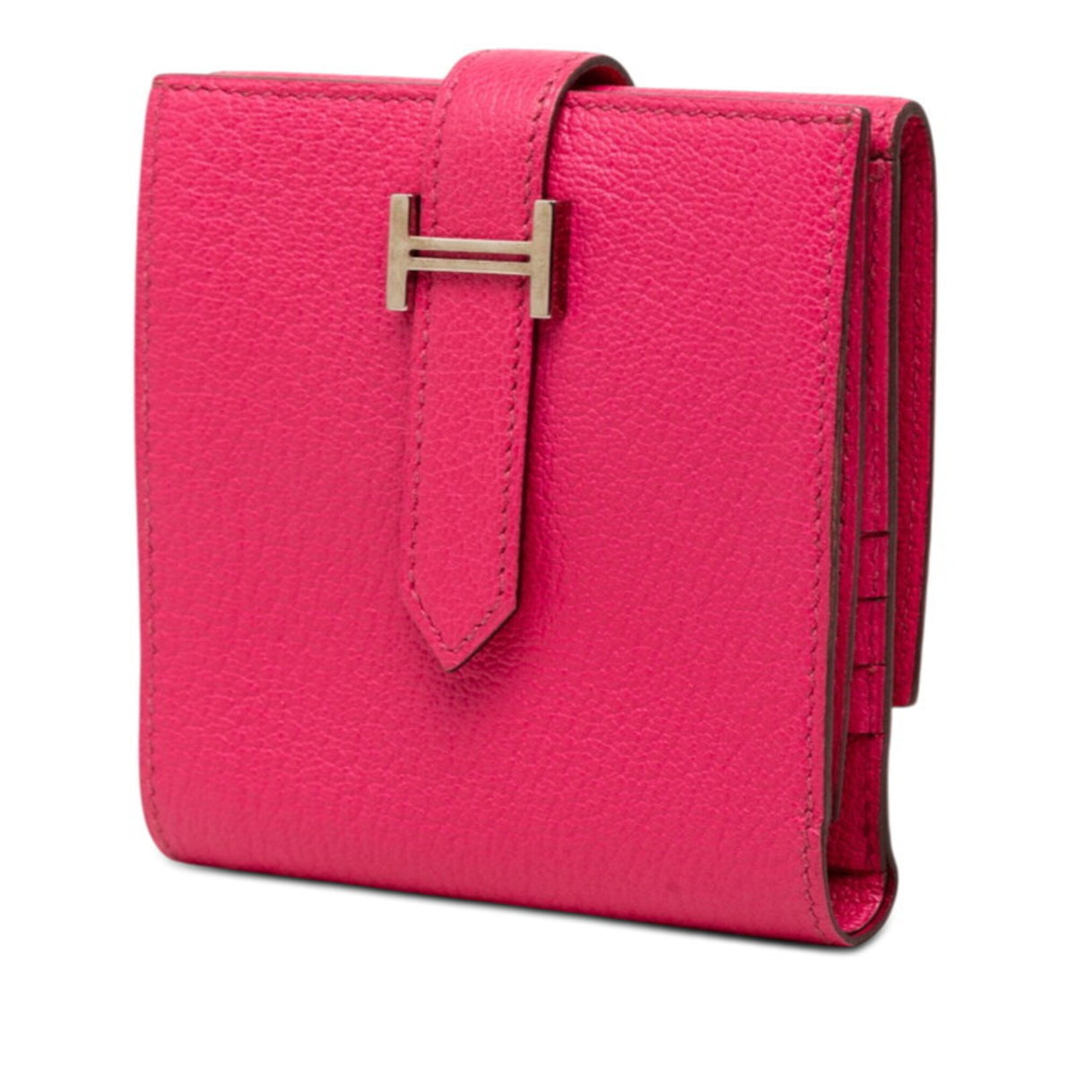 Hermes Pink Rose Shocking Chevre Leather Wallet (Tri-Fold) (Pre-Owned)