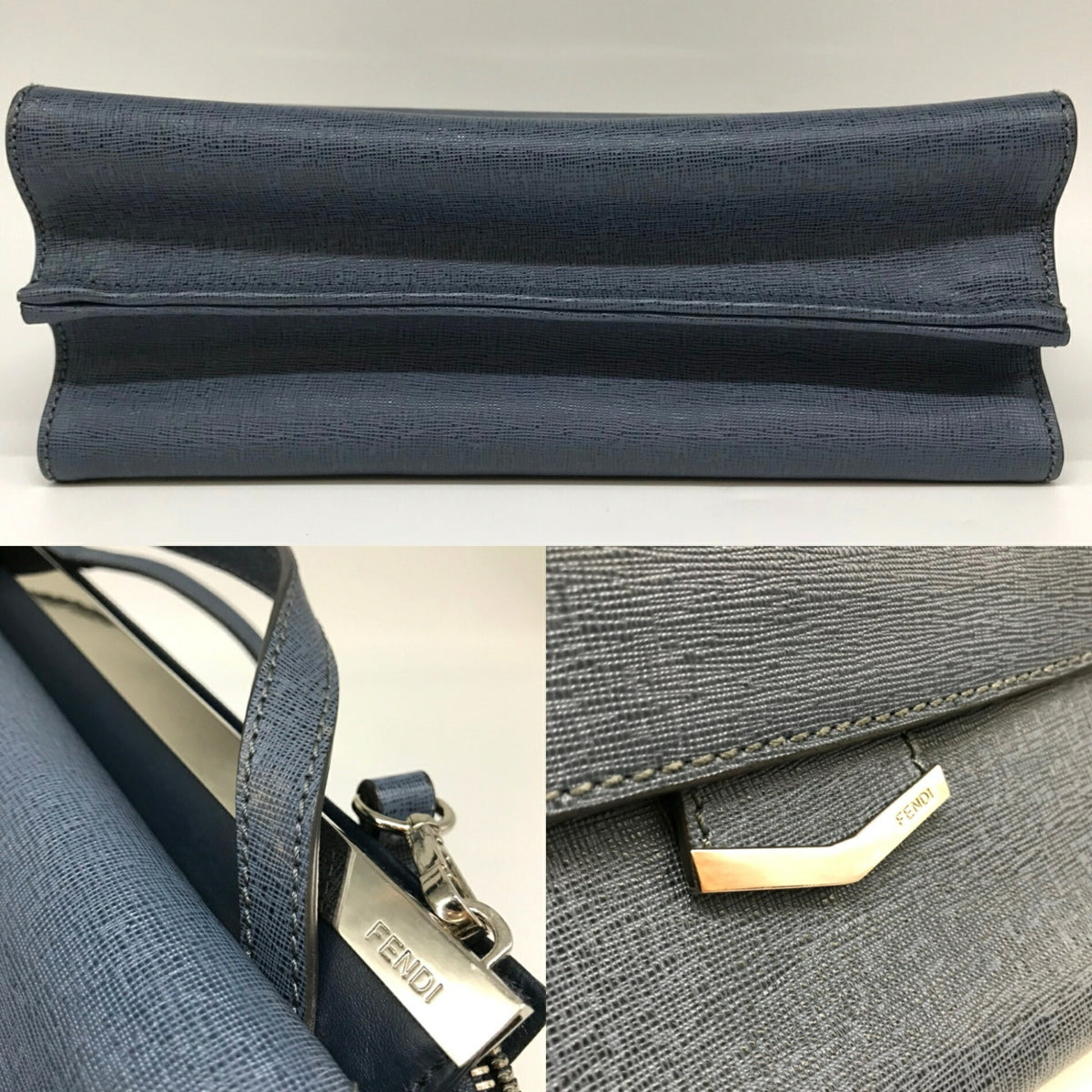 Fendi Navy Leather Handbag Shoulder Bag (Pre-Owned)