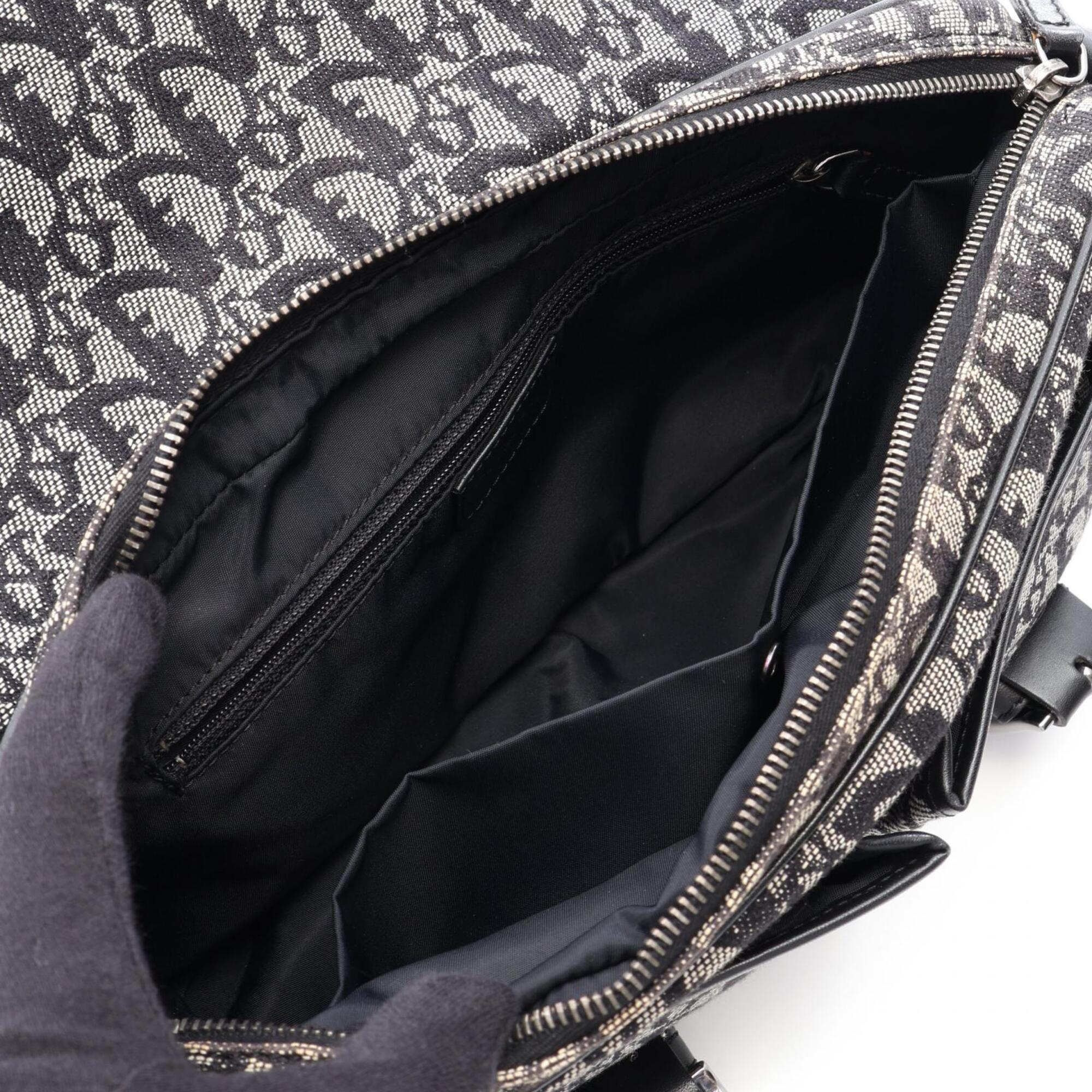Christian Dior Beige Black Canvas Leather Handbag Shoulder Bag (Pre-Owned)
