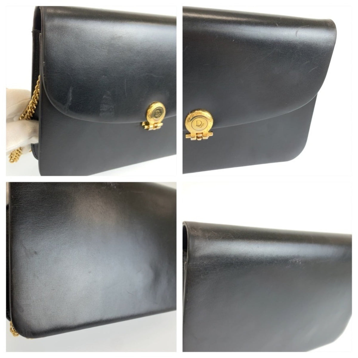 Christian Dior Black Leather Handbag Shoulder Bag (Pre-Owned)