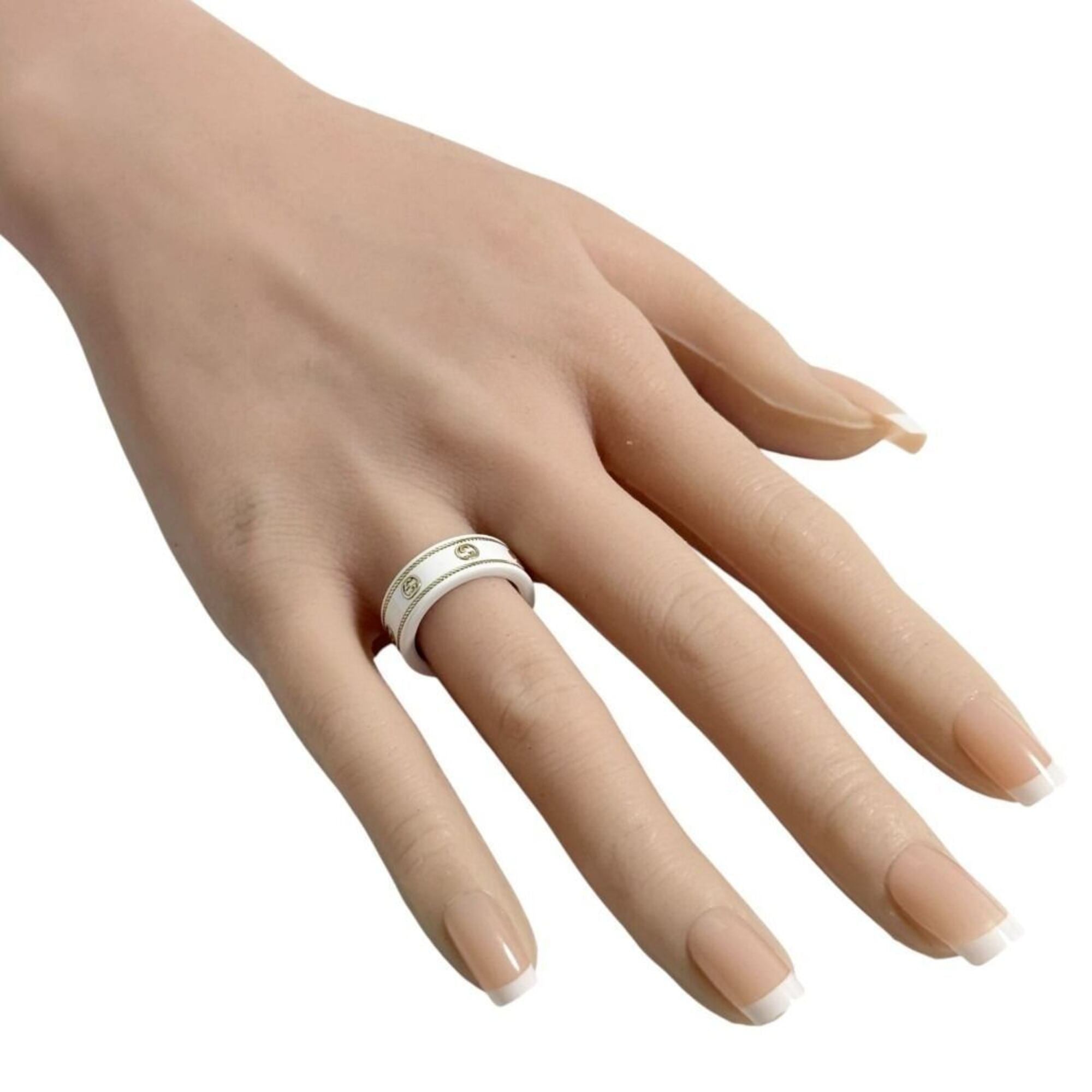 Gucci Gold White Yellow Gold (18K) Ceramic Band Ring (Pre-Owned)