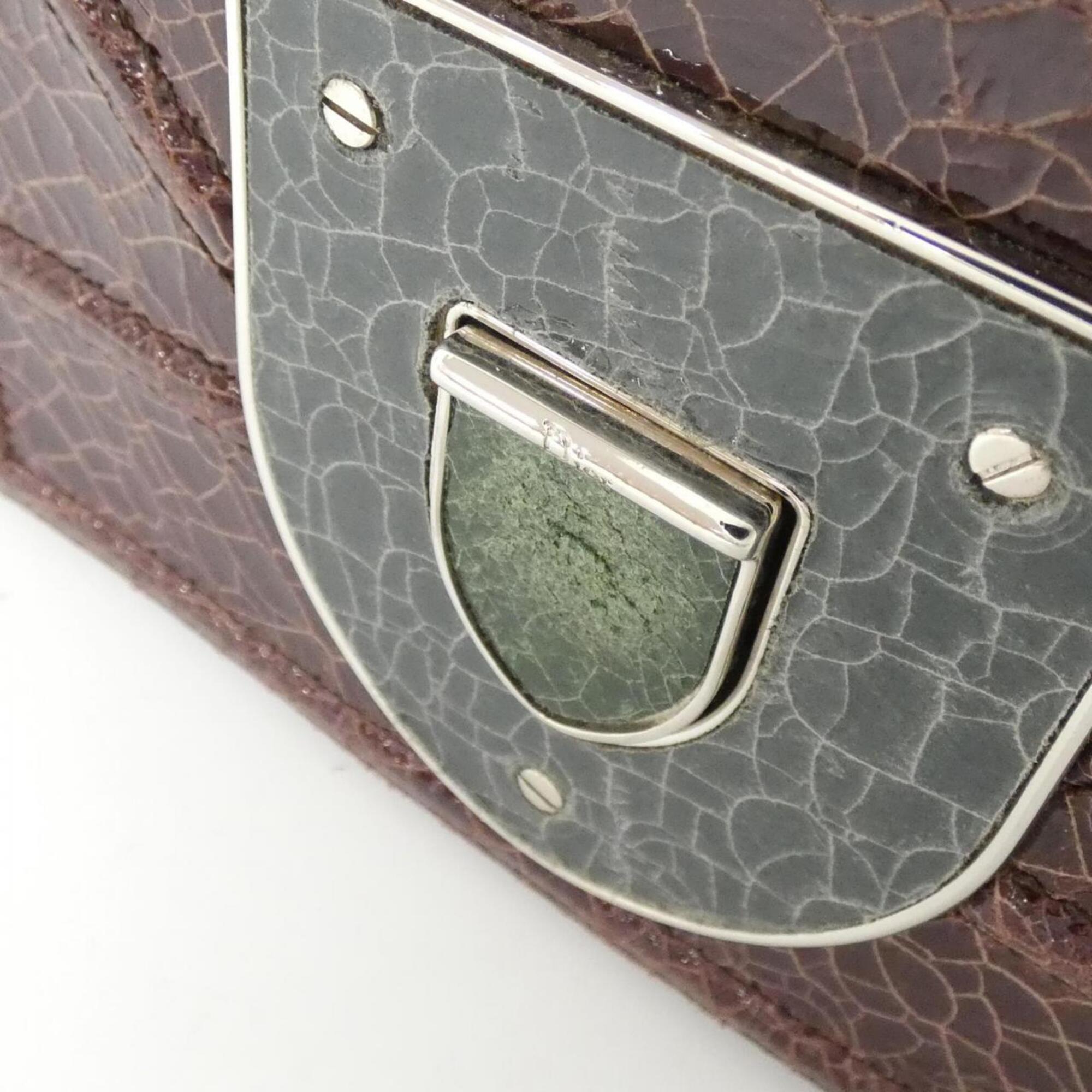 Christian Dior Blue Bordeaux Green Red Color Leather Shoulder Bag (Pre-Owned)