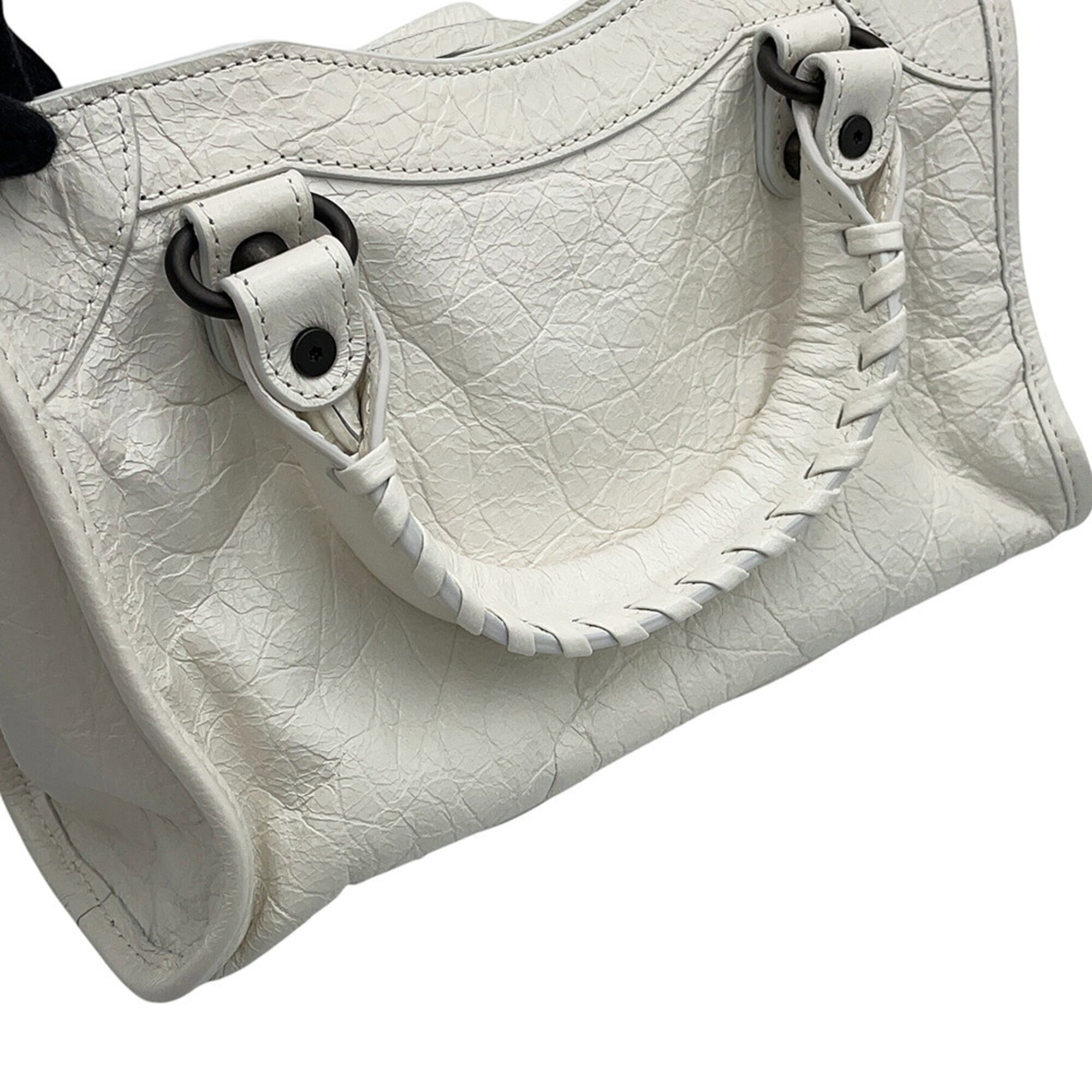 Balenciaga White Leather Handbag Shoulder Bag (Pre-Owned)