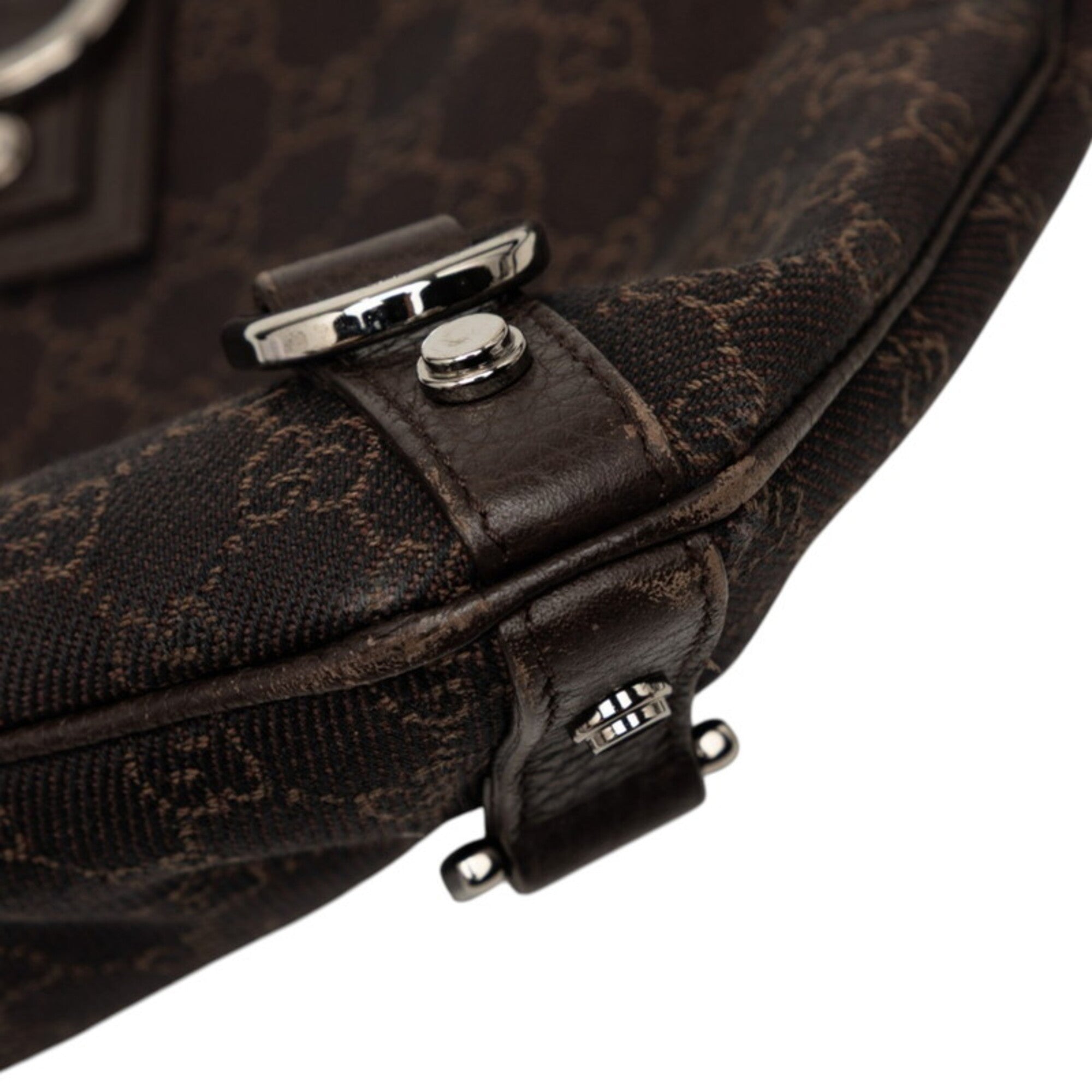 Gucci Brown Canvas Leather Shoulder Bag (Pre-Owned)