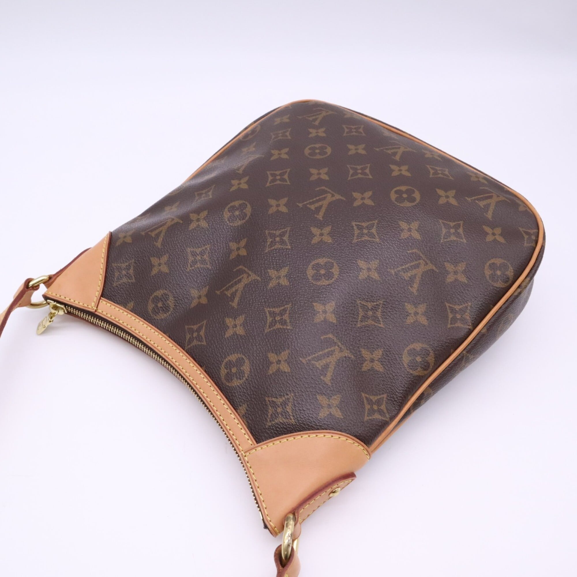 Louis Vuitton Beige Brown Coated Canvas Leather Shoulder Bag (Pre-Owned)