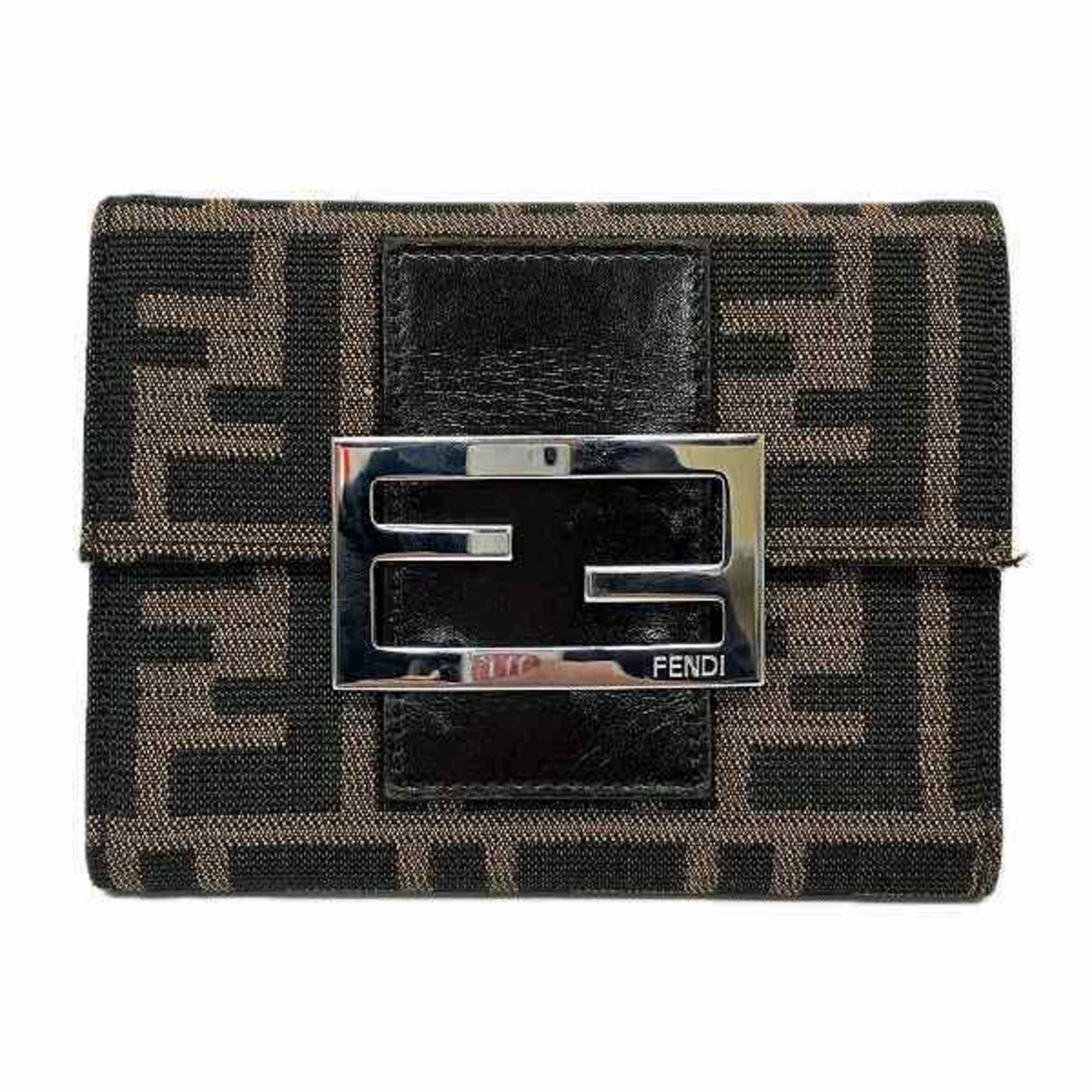 Fendi Brown Canvas Leather Wallet (Bi-Fold) (Pre-Owned)