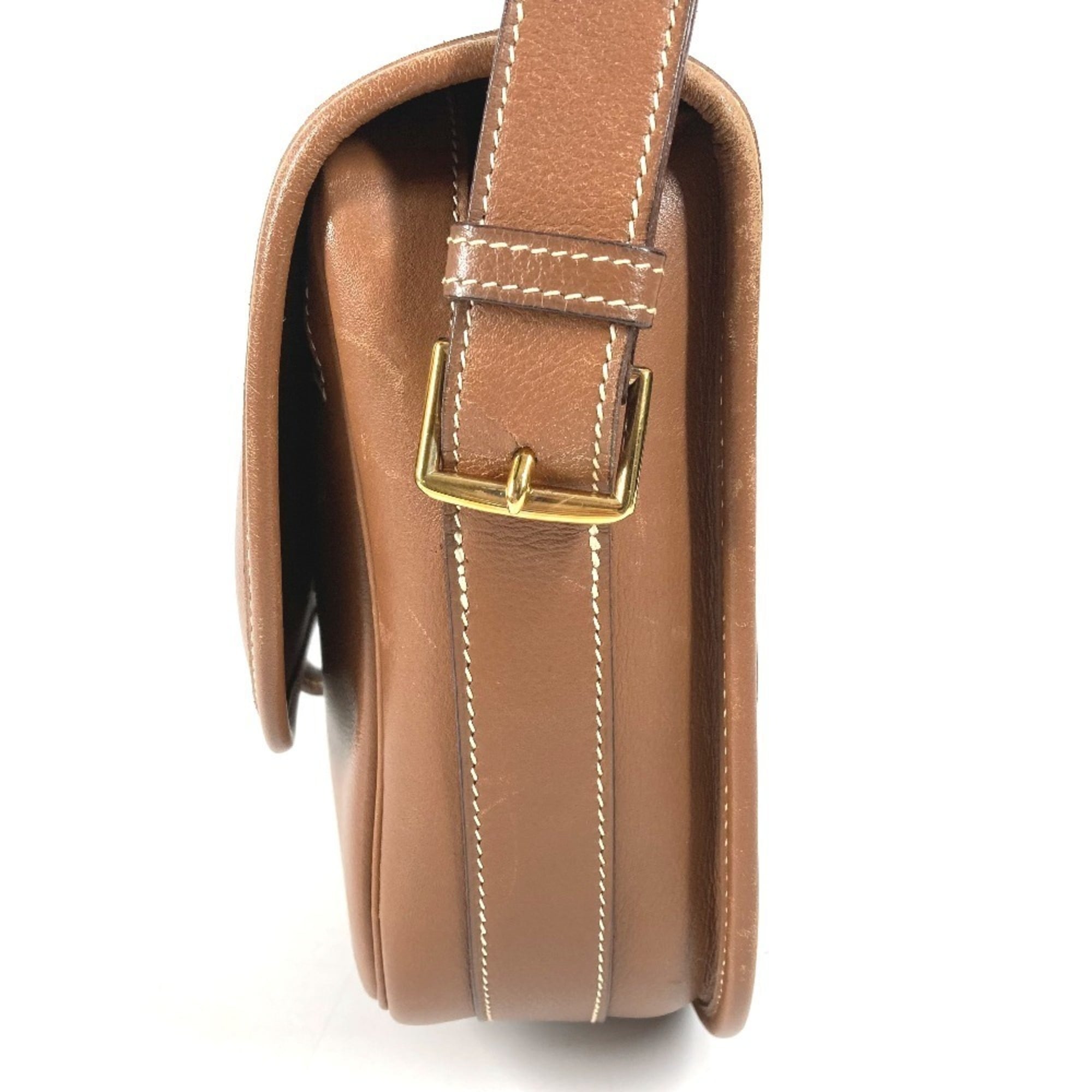 Hermes Brown Leather Handbag Shoulder Bag (Pre-Owned)