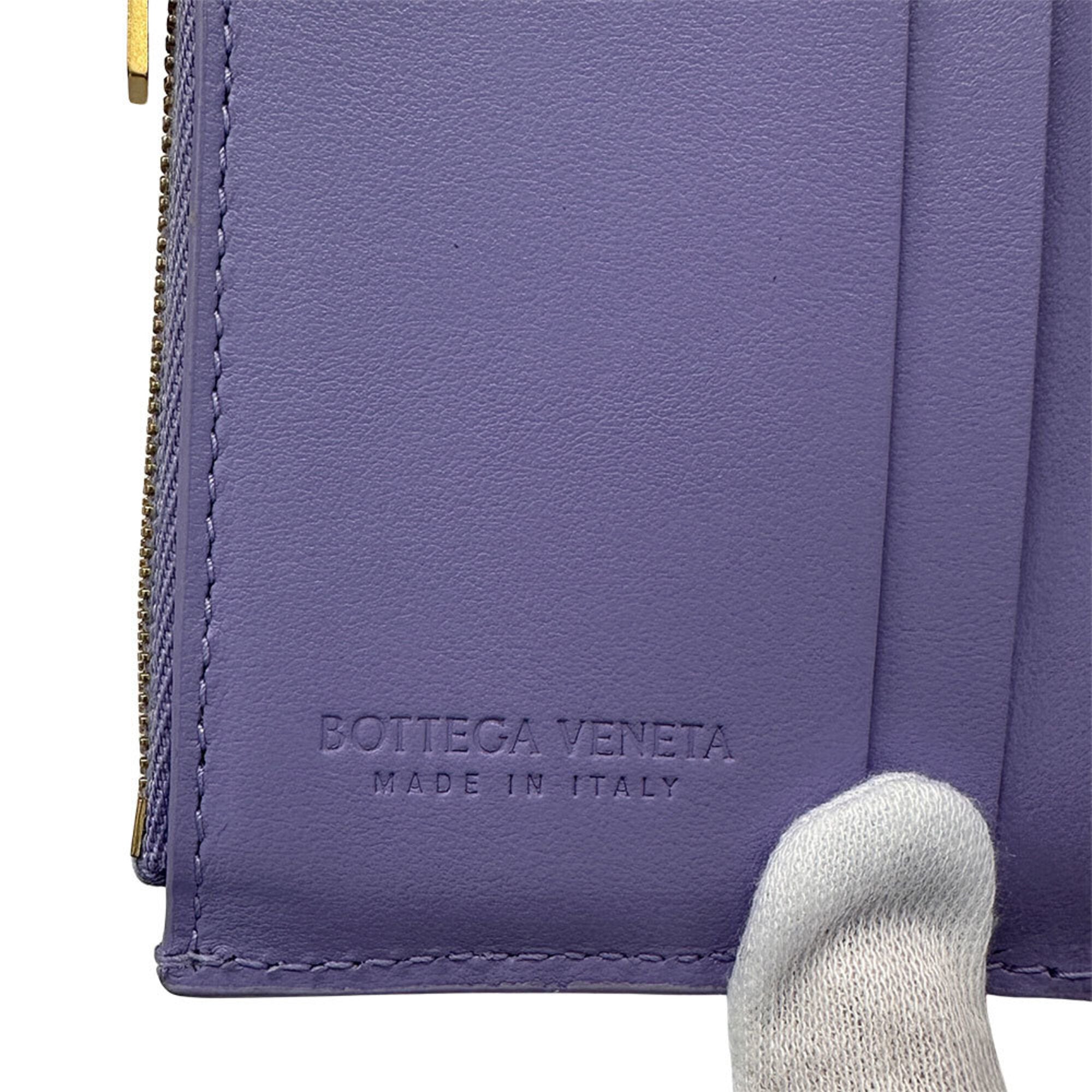 Bottega Veneta Purple Leather Wallet (Tri-Fold) (Pre-Owned)