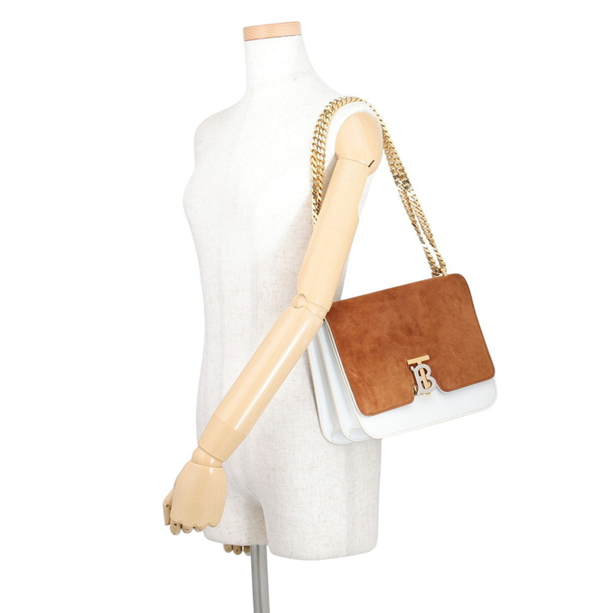 Burberry Brown White Suede Leather Shoulder Bag (Pre-Owned)