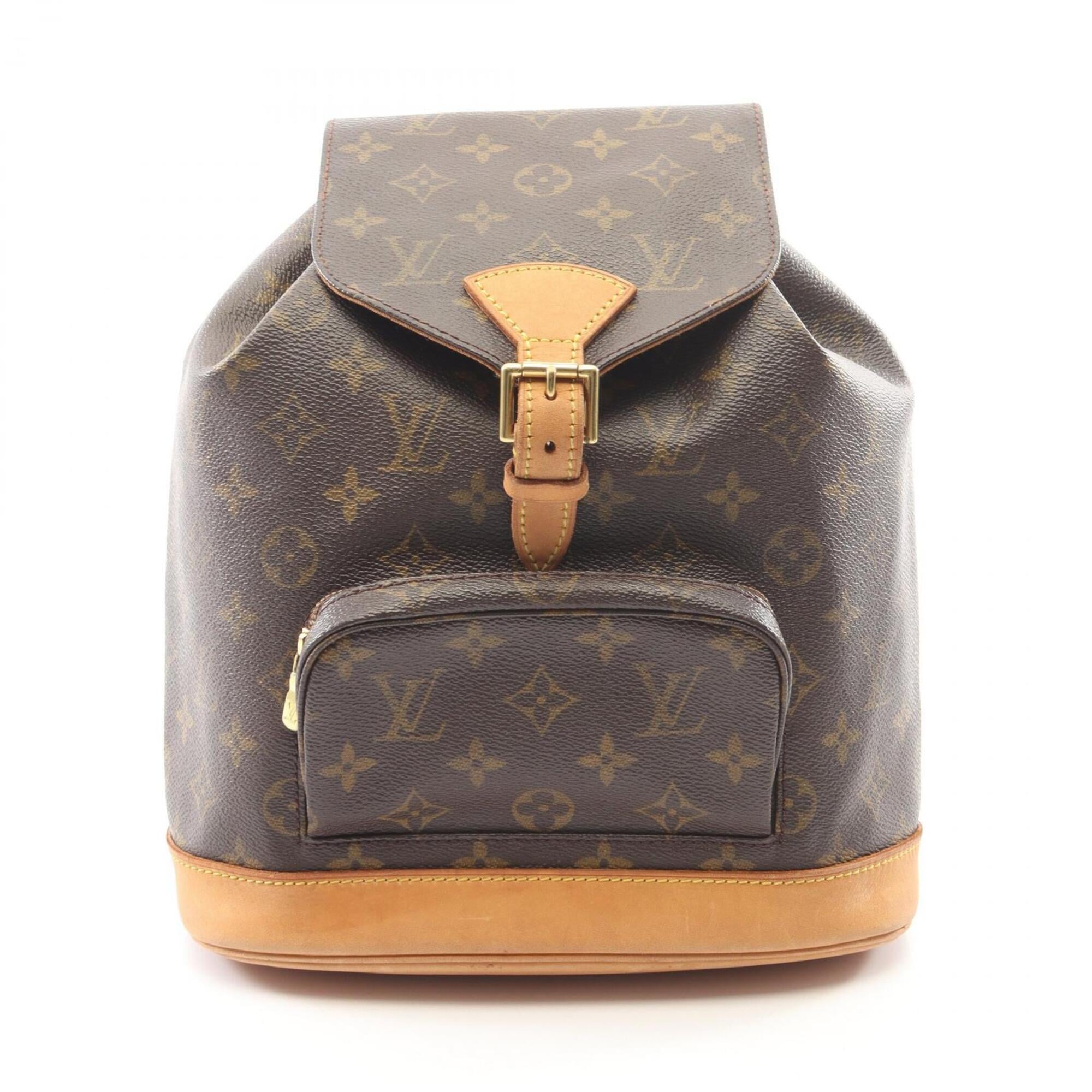 Louis Vuitton Brown Coated Canvas Leather Backpack Handbag (Pre-Owned)