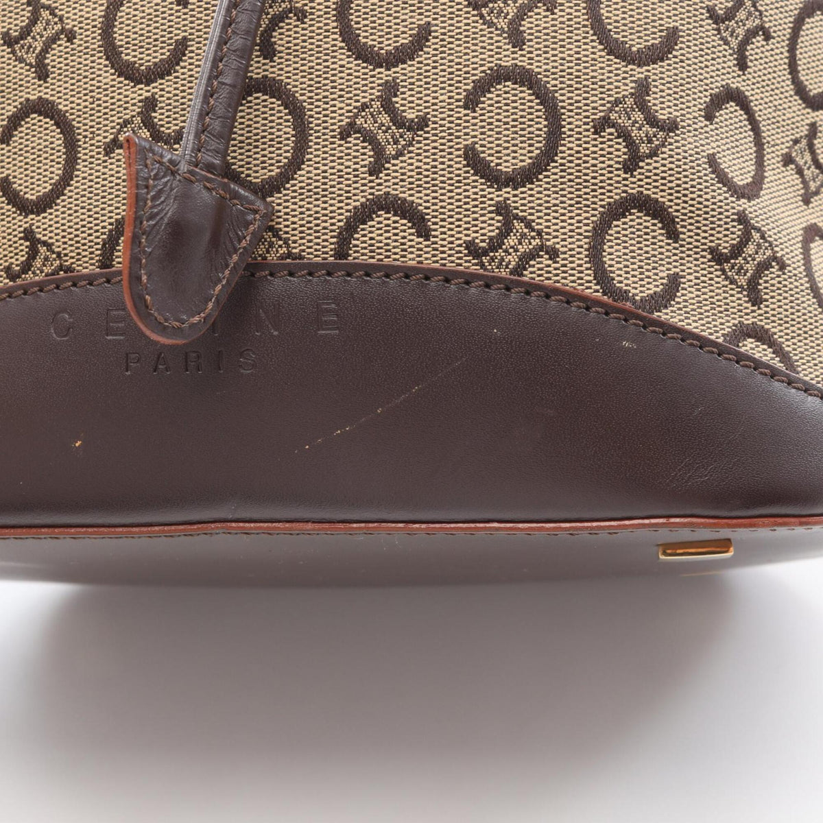 Celine Beige Brown Canvas Leather Handbag Shoulder Bag (Pre-Owned)