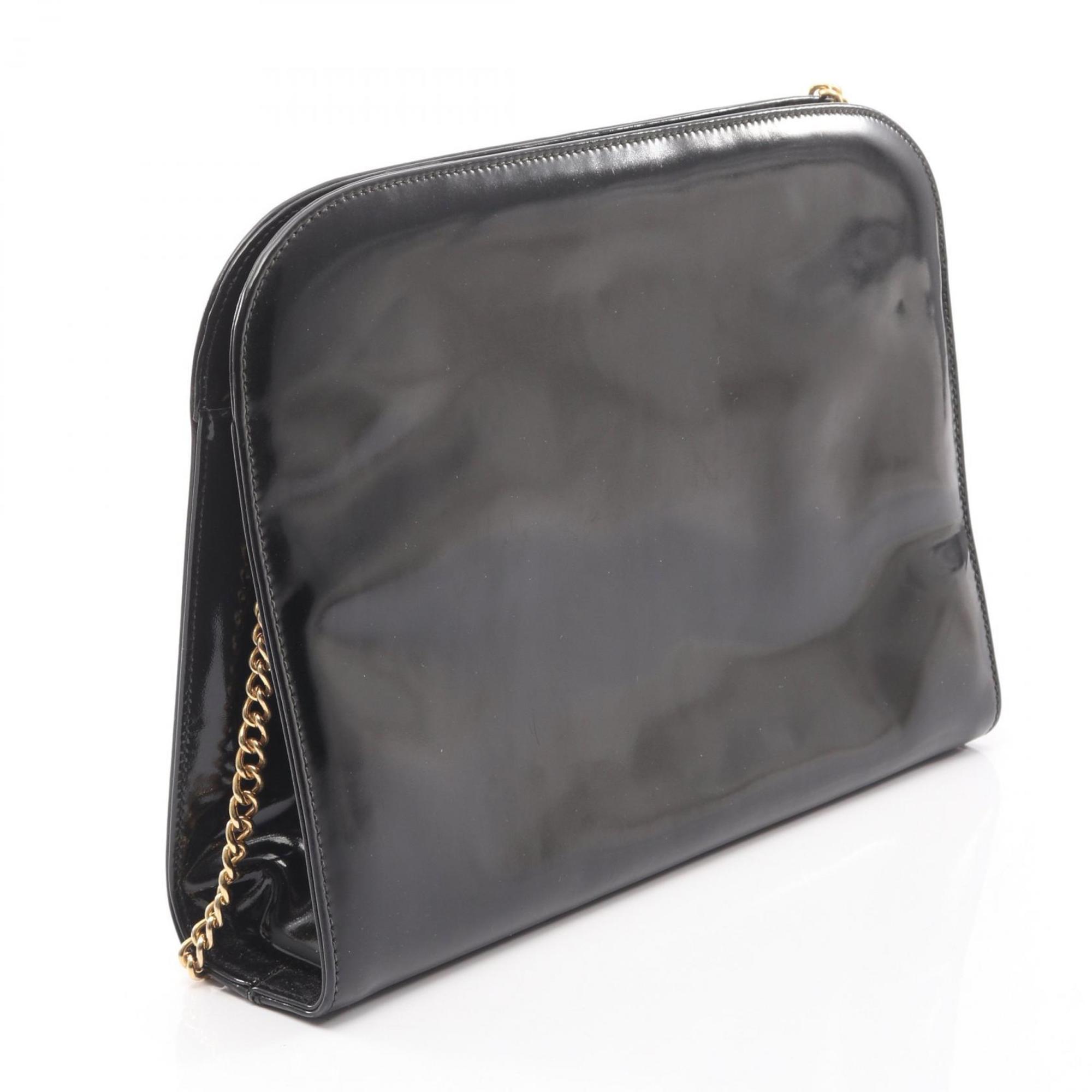 Salvatore Ferragamo Black Patent Leather Handbag Shoulder Bag (Pre-Owned)