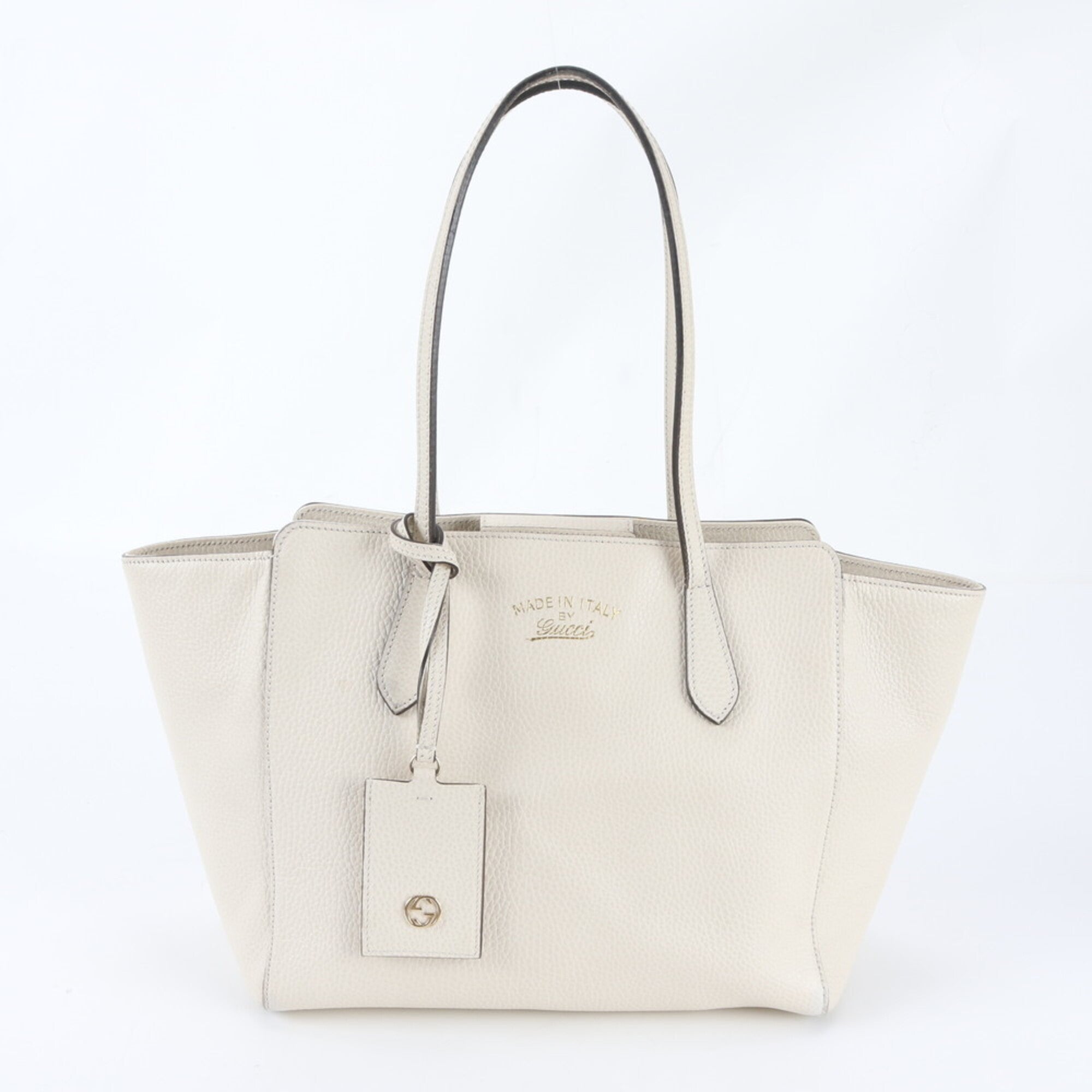 Gucci White Leather Handbag Shoulder Bag Tote Bag (Pre-Owned)