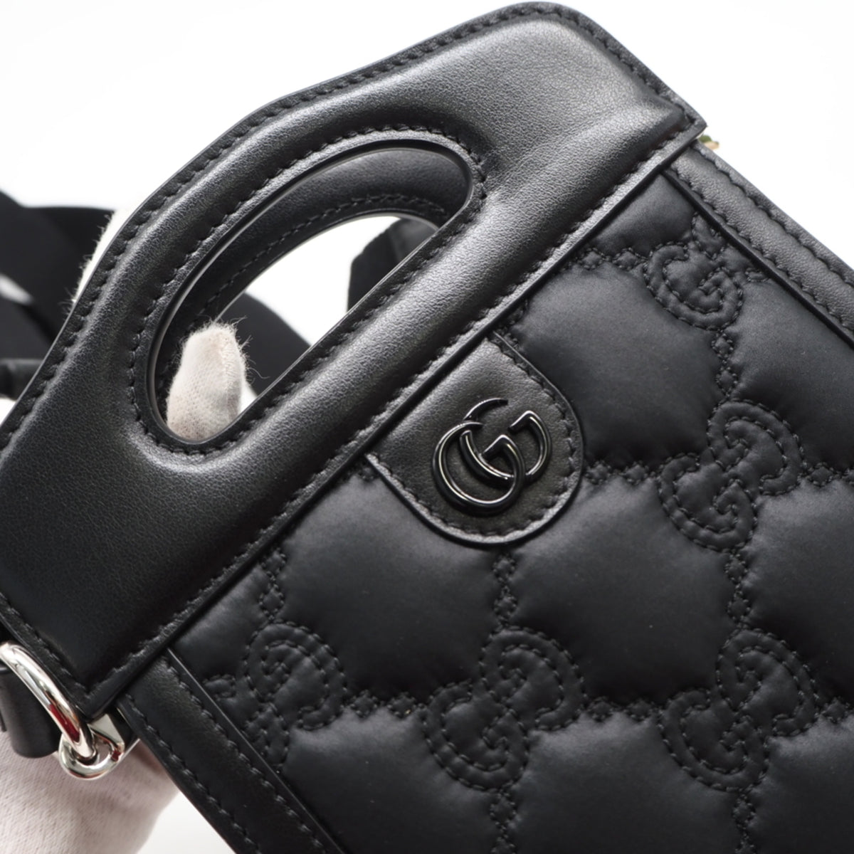 Gucci Black Purple Nylon Leather Shoulder Bag (Pre-Owned)