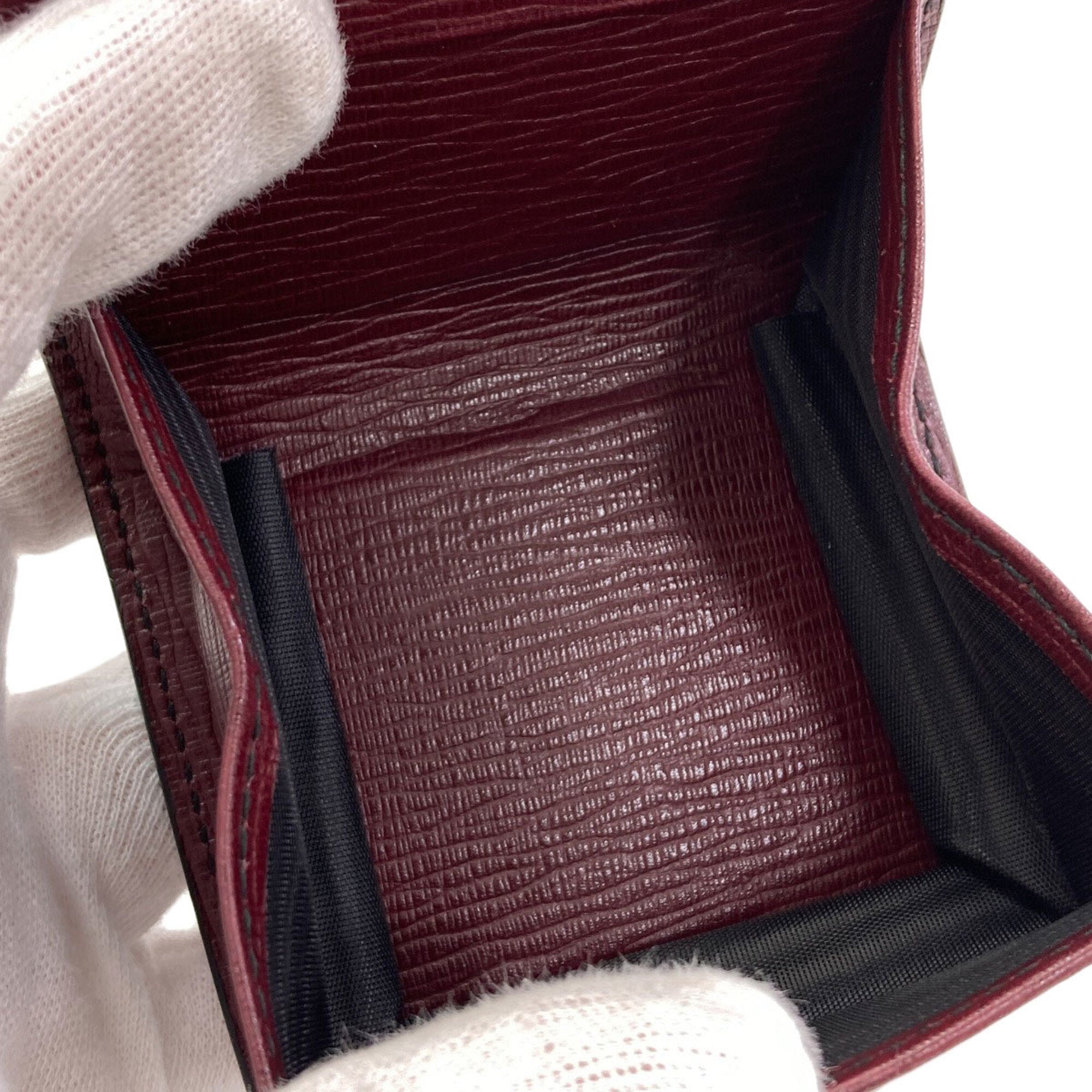 Salvatore Ferragamo Bordeaux Leather Coin Purse/Coin Case (Pre-Owned)