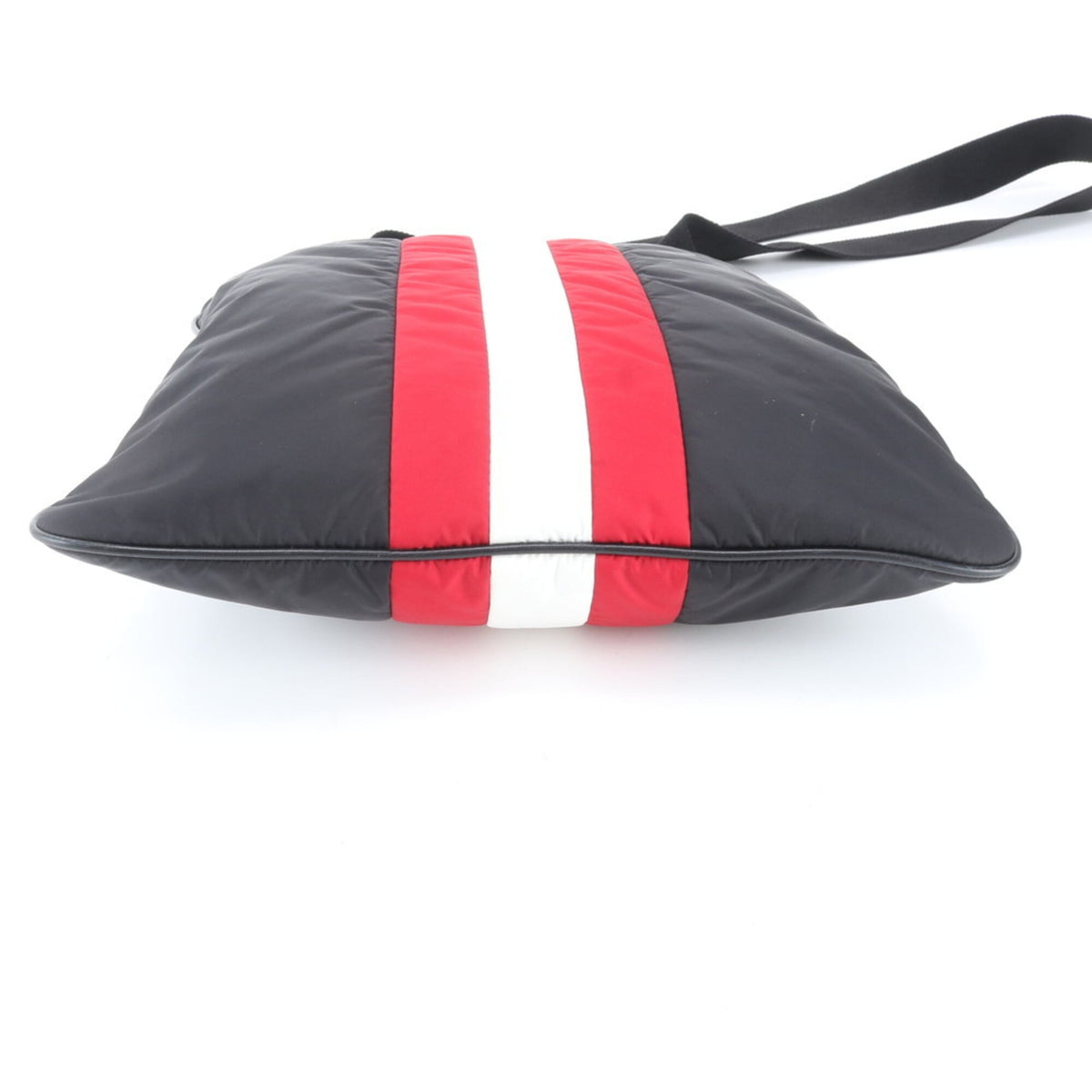 Bally Black Red Color White Leather Nylon Messenger Bag Shoulder Bag (Pre-Owned)