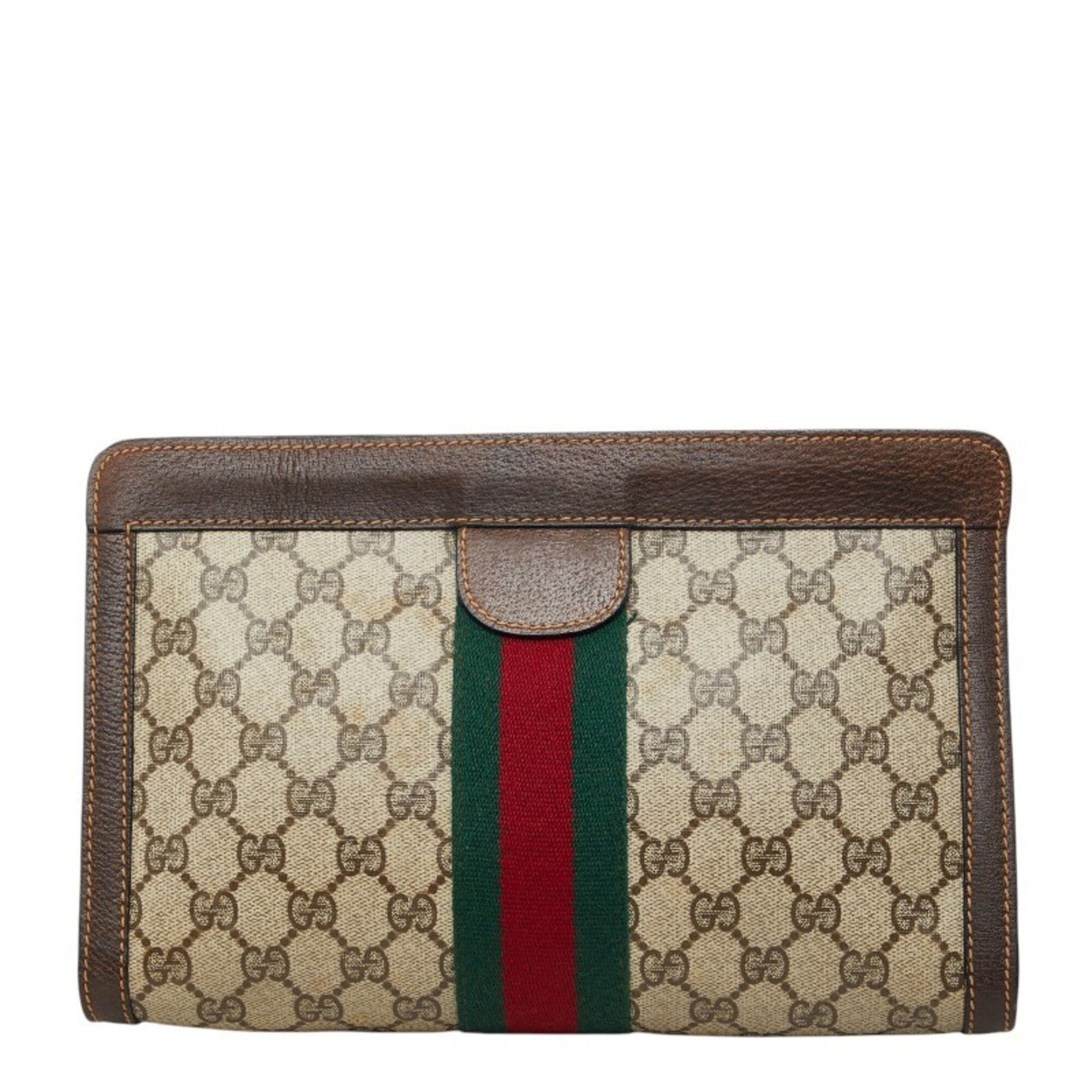 Gucci Beige Brown Pvc Leather Clutch Bag (Pre-Owned)