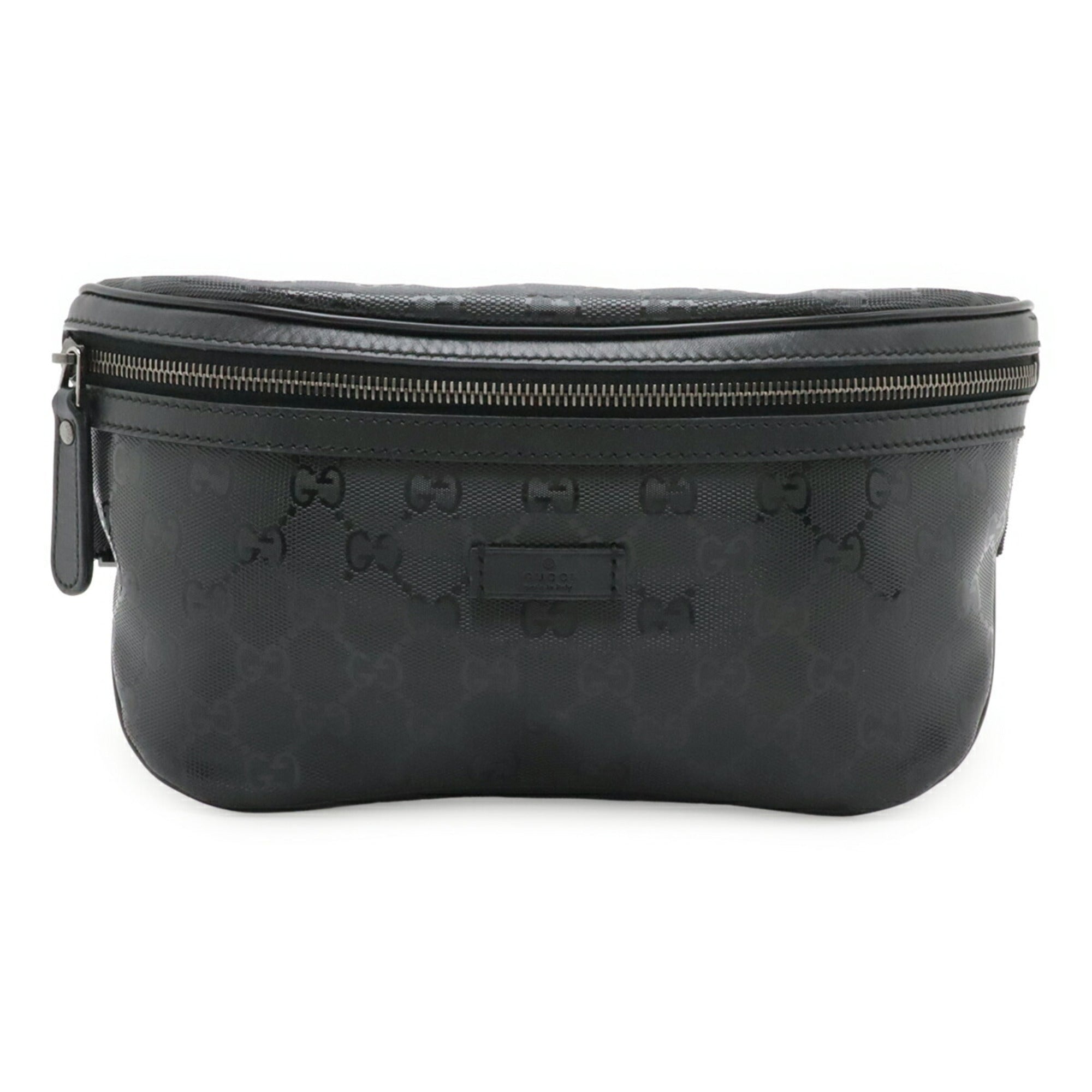 Gucci Gg Imprimé Black Coated Canvas Pvc Leather Fanny Pack Pouch Sling Bag (Pre-Owned)