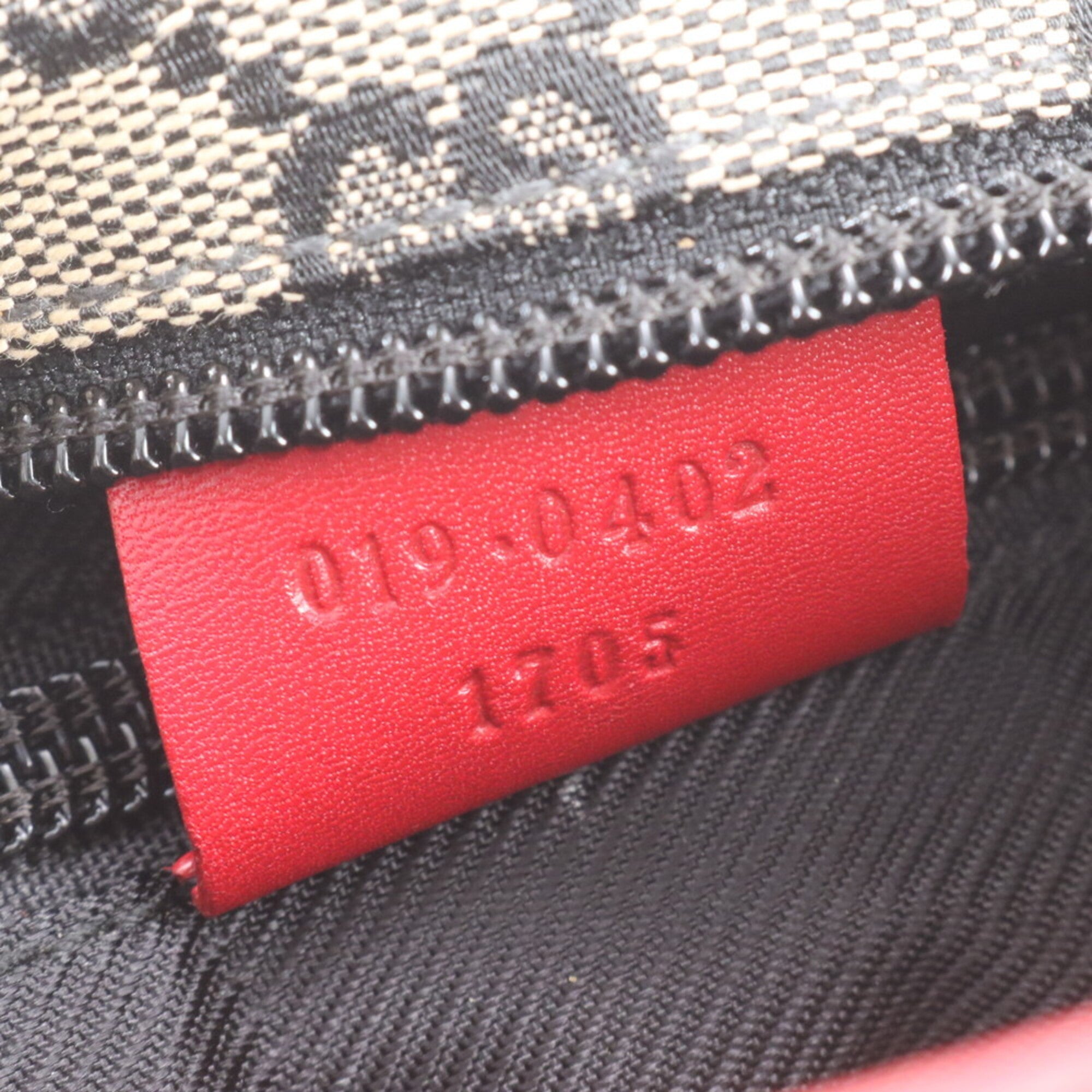 Gucci Red Color Leather Canvas Handbag Shoulder Bag Tote Bag (Pre-Owned)