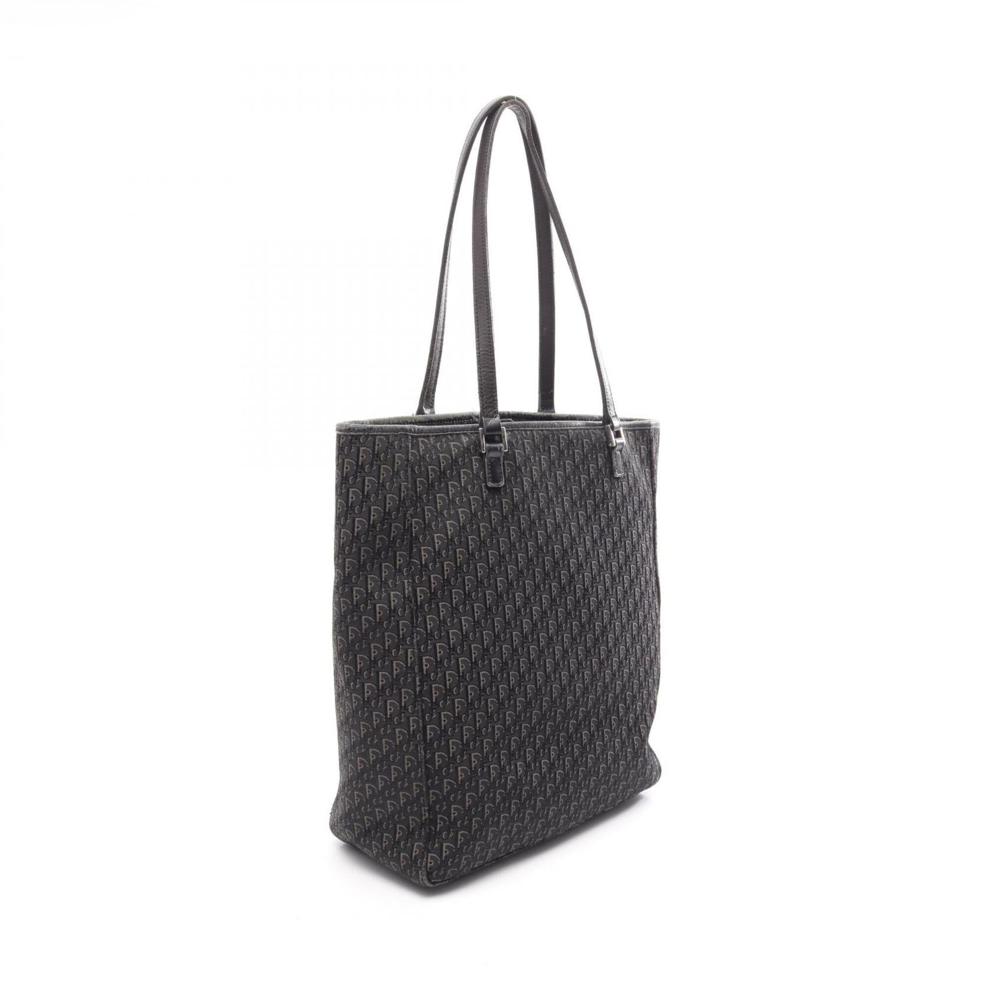 Christian Dior Black Canvas Leather Handbag Tote Bag (Pre-Owned)