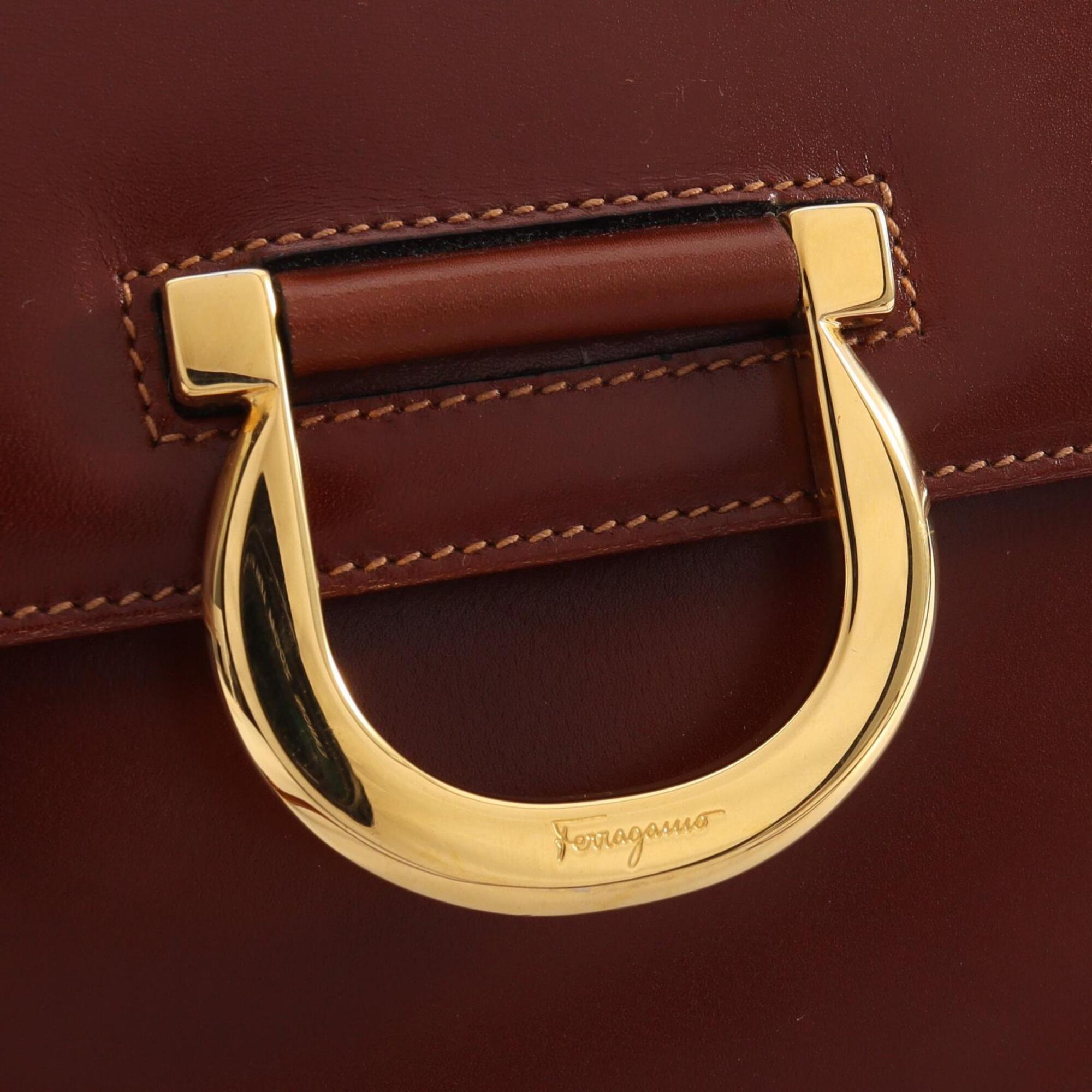 Salvatore Ferragamo Brown Leather Handbag Shoulder Bag (Pre-Owned)