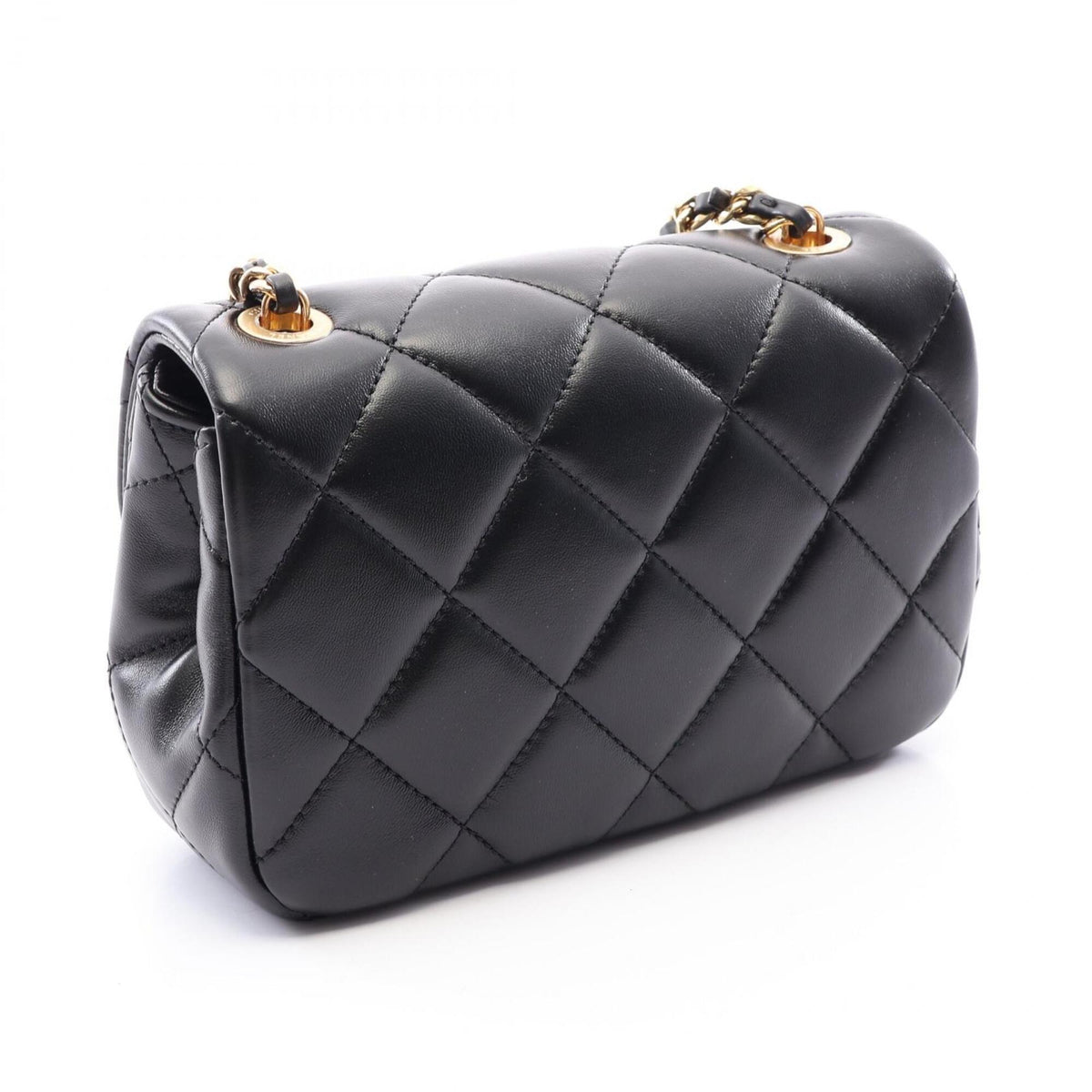 Chanel Black Leather Handbag Shoulder Bag (Pre-Owned)