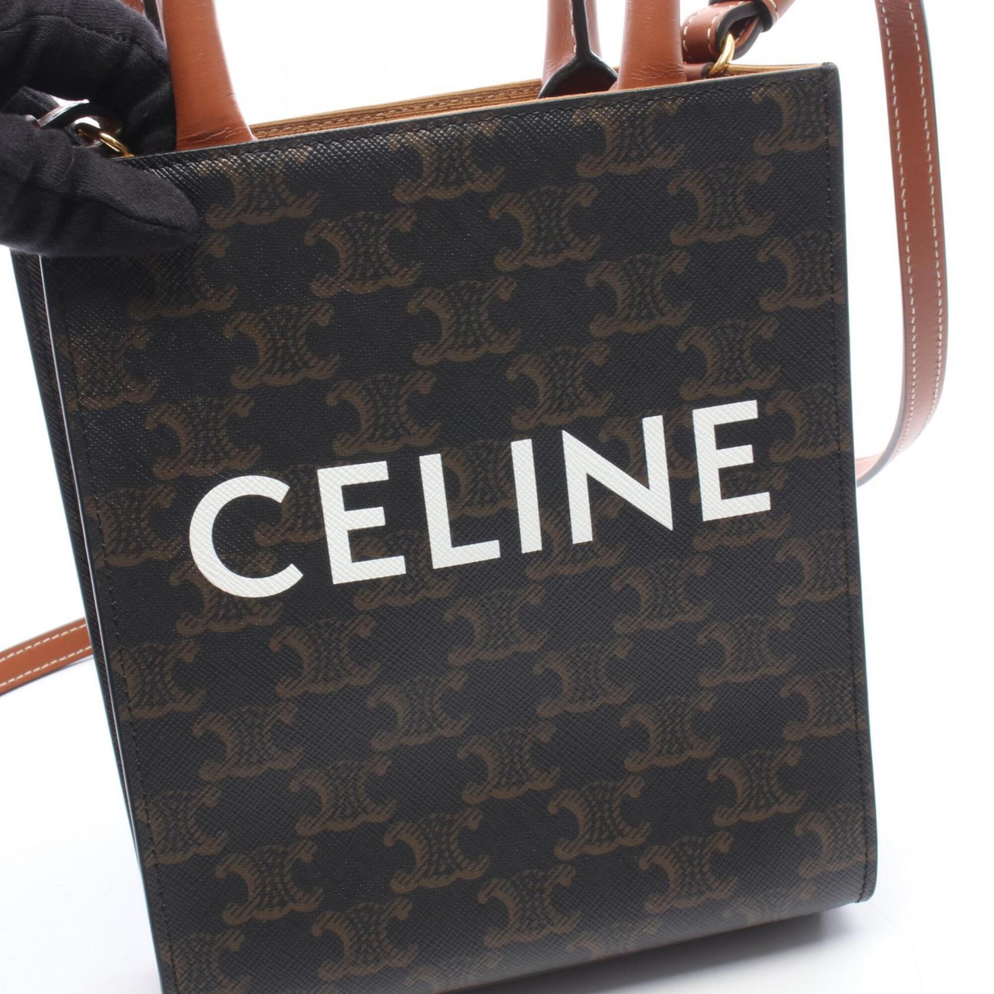 Celine Black Brown Coated Canvas Leather Handbag Tote Bag (Pre-Owned)
