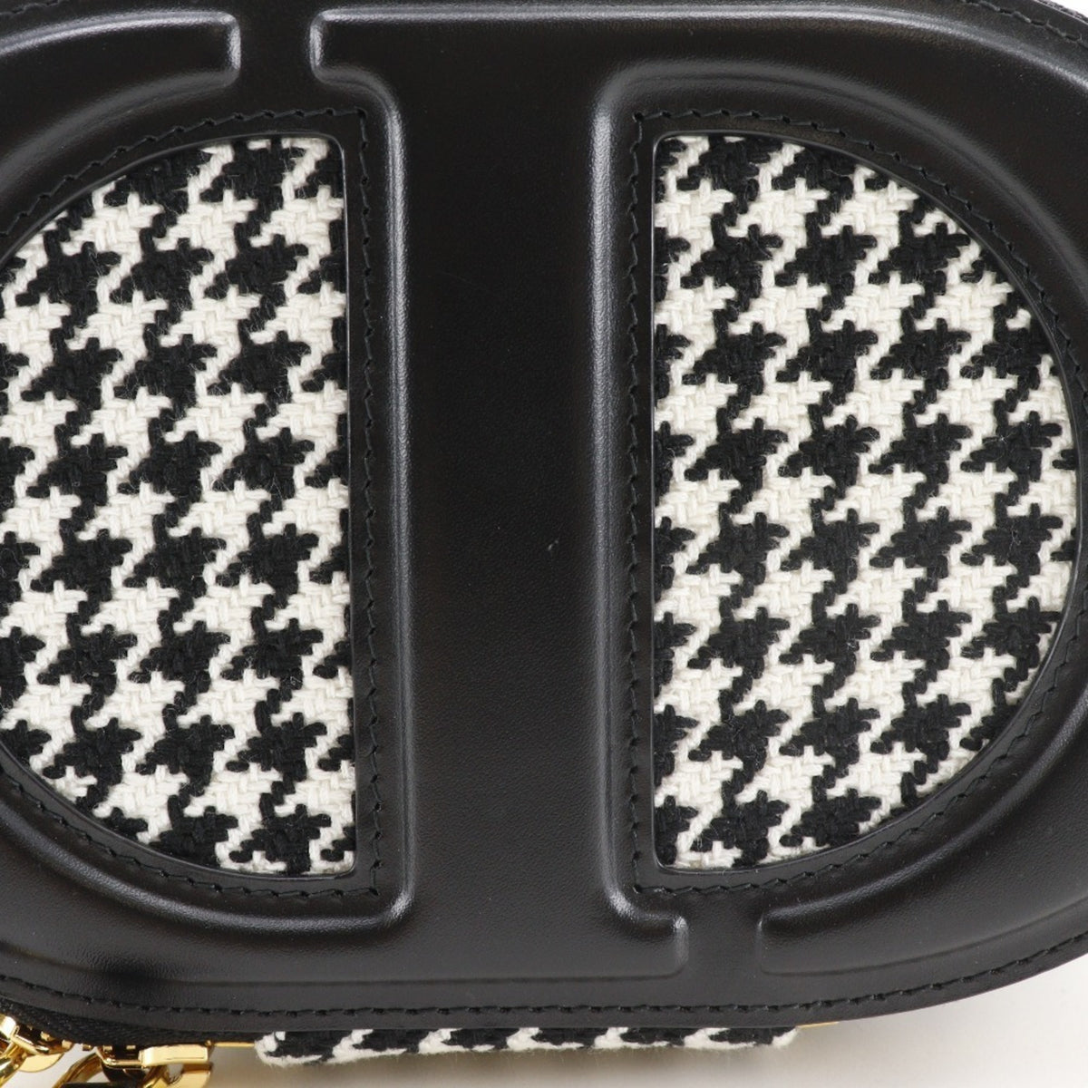 Christian Dior Black White Canvas Leather Shoulder Bag (Pre-Owned)