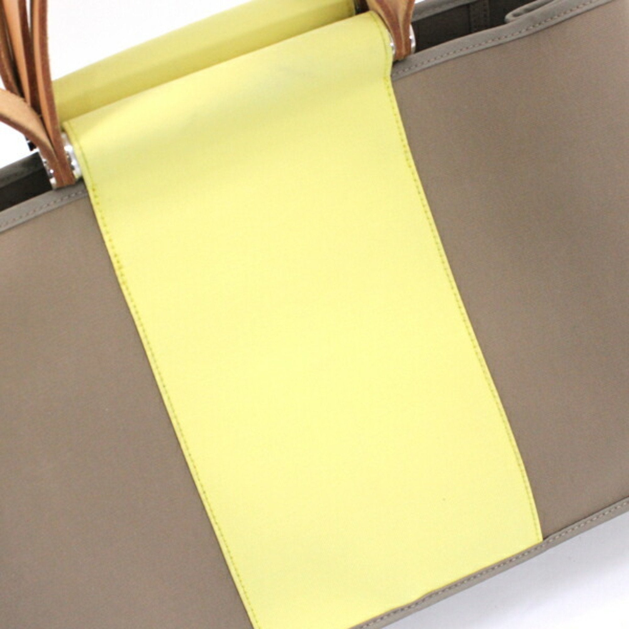 Hermes Etoupe Gray Soufre Toile Officier Leather Handbag (Pre-Owned)