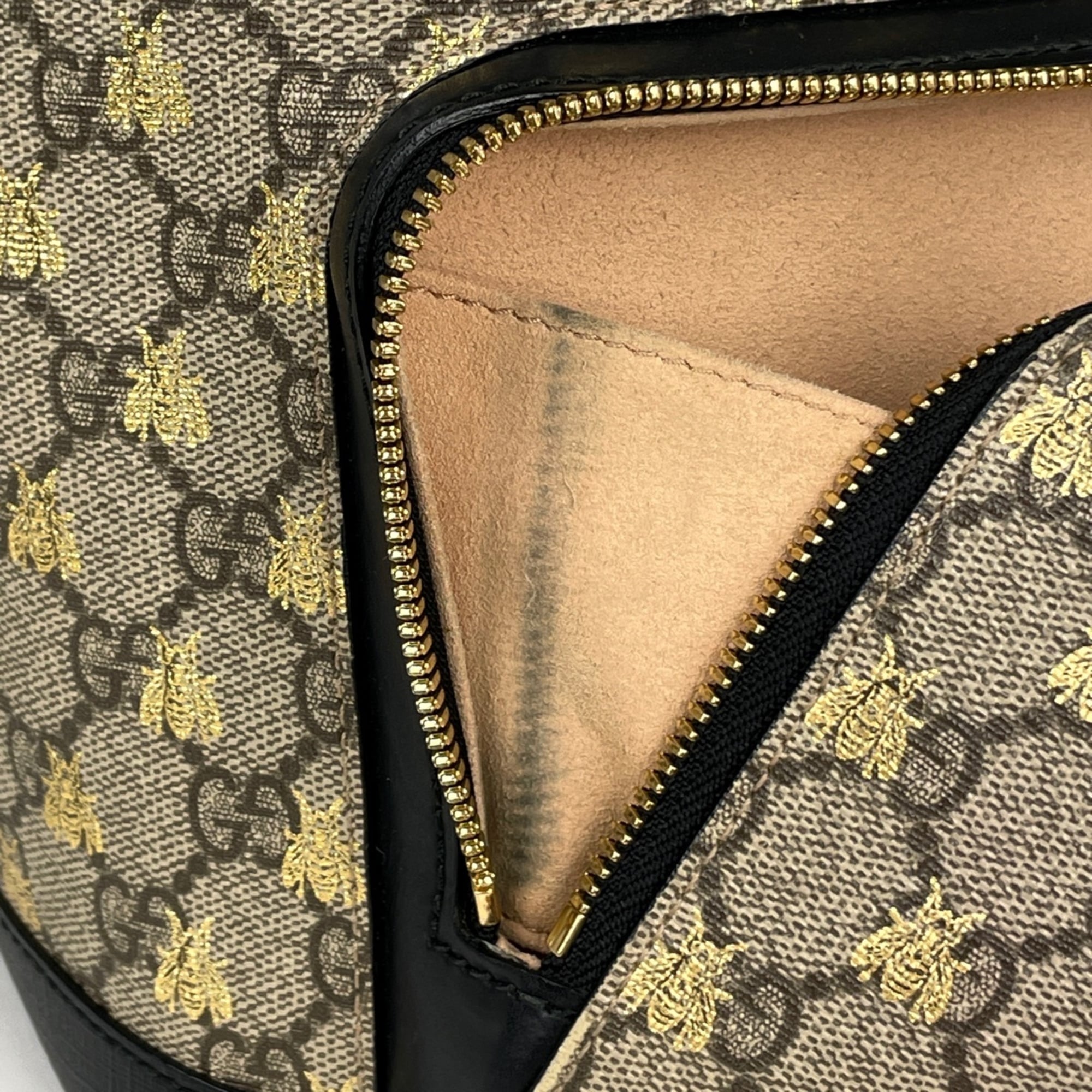 Gucci Beige Black Coated Canvas Leather Backpack (Pre-Owned)