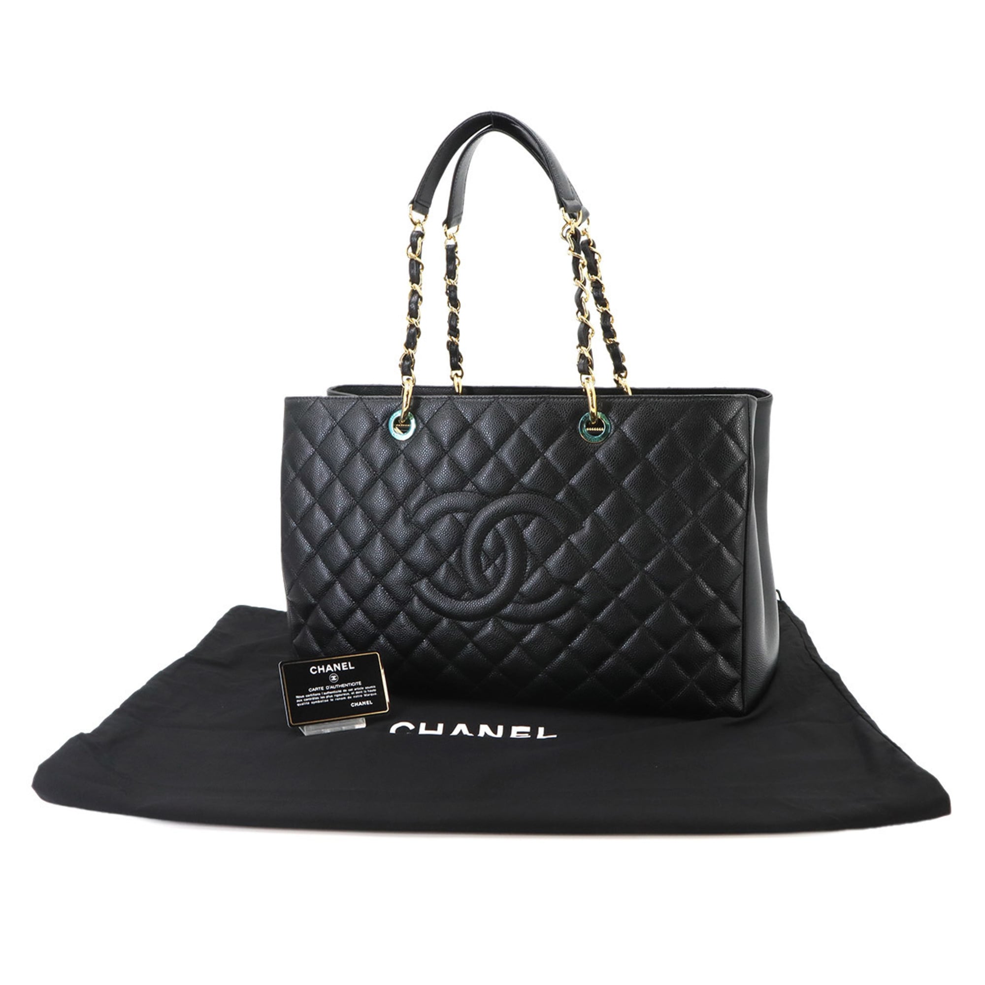 Chanel Black Grained Calfskin Handbag Tote Bag (Pre-Owned)