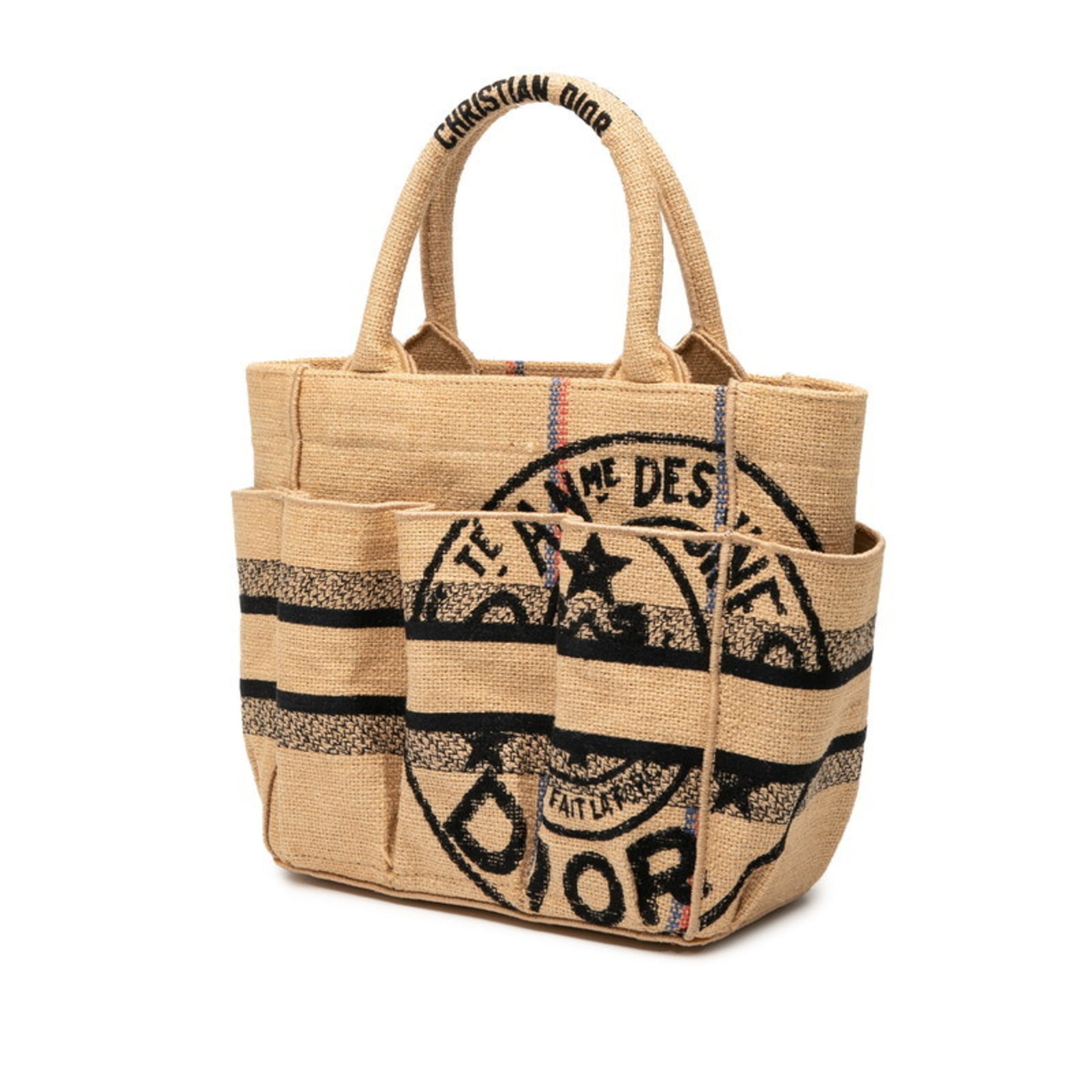 Christian Dior Beige Multi-Color Canvas Handbag Tote Bag (Pre-Owned)
