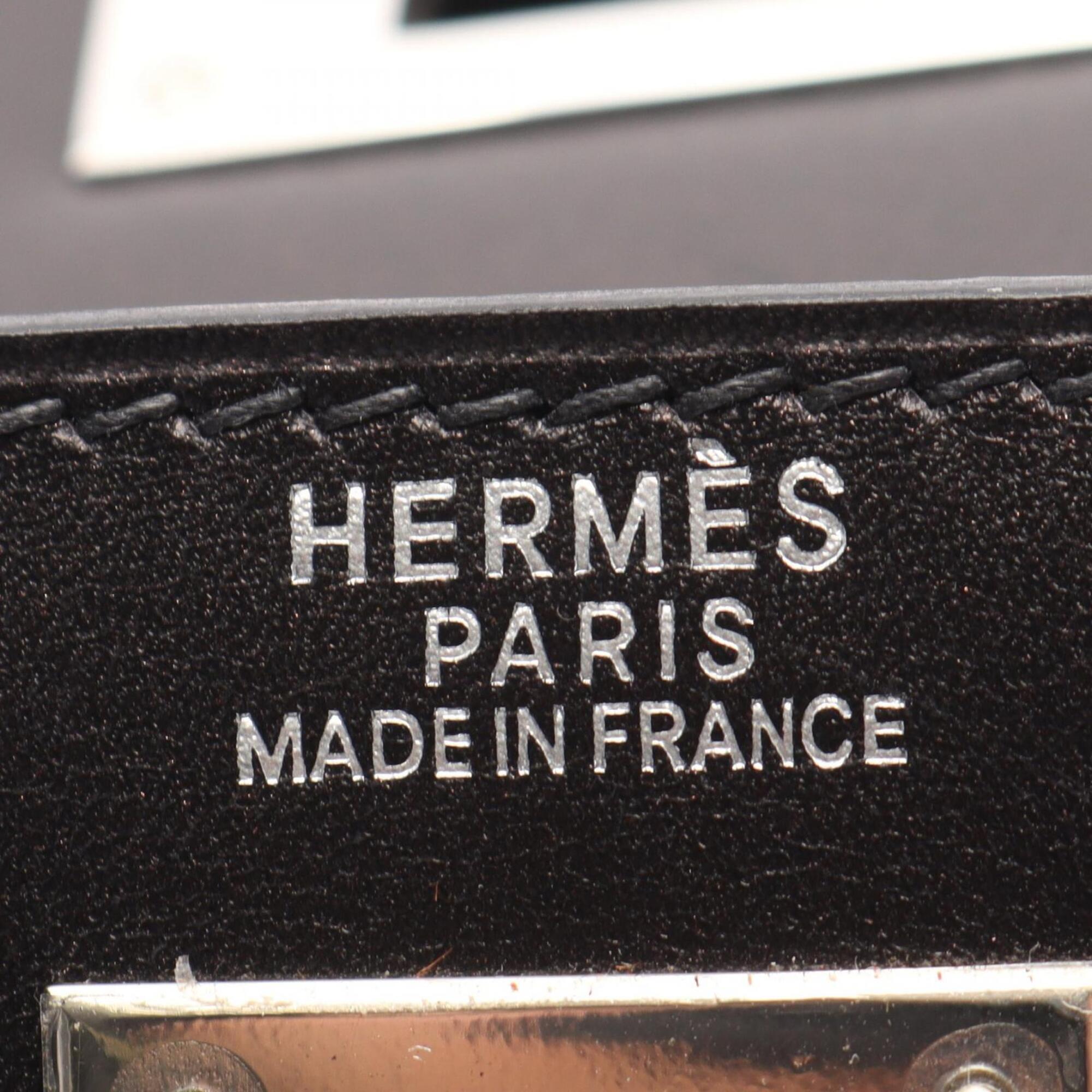 Hermes Black Box Calf Leather Leather Handbag (Pre-Owned)