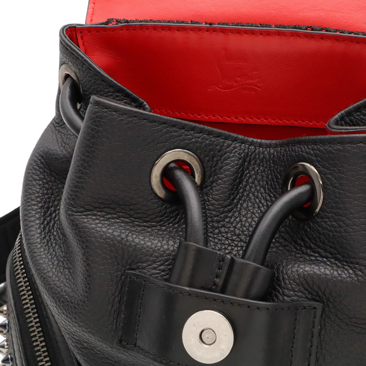 Christian Louboutin Black Red Color Leather Backpack (Pre-Owned)