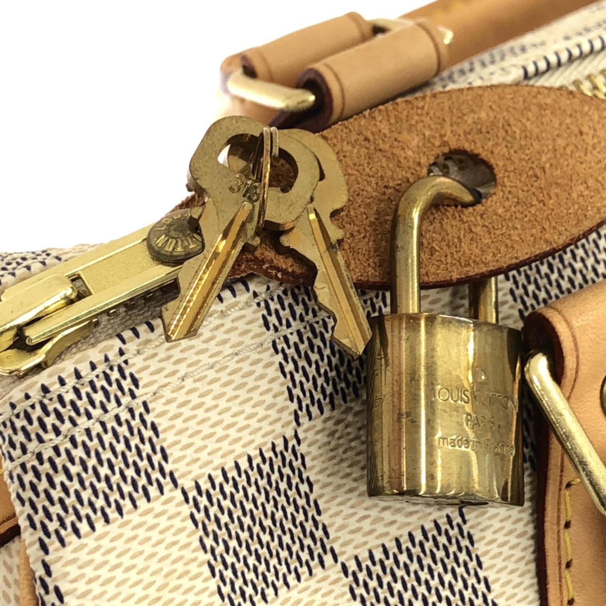 Louis Vuitton Azur White Coated Canvas Boston Bag (Pre-Owned)
