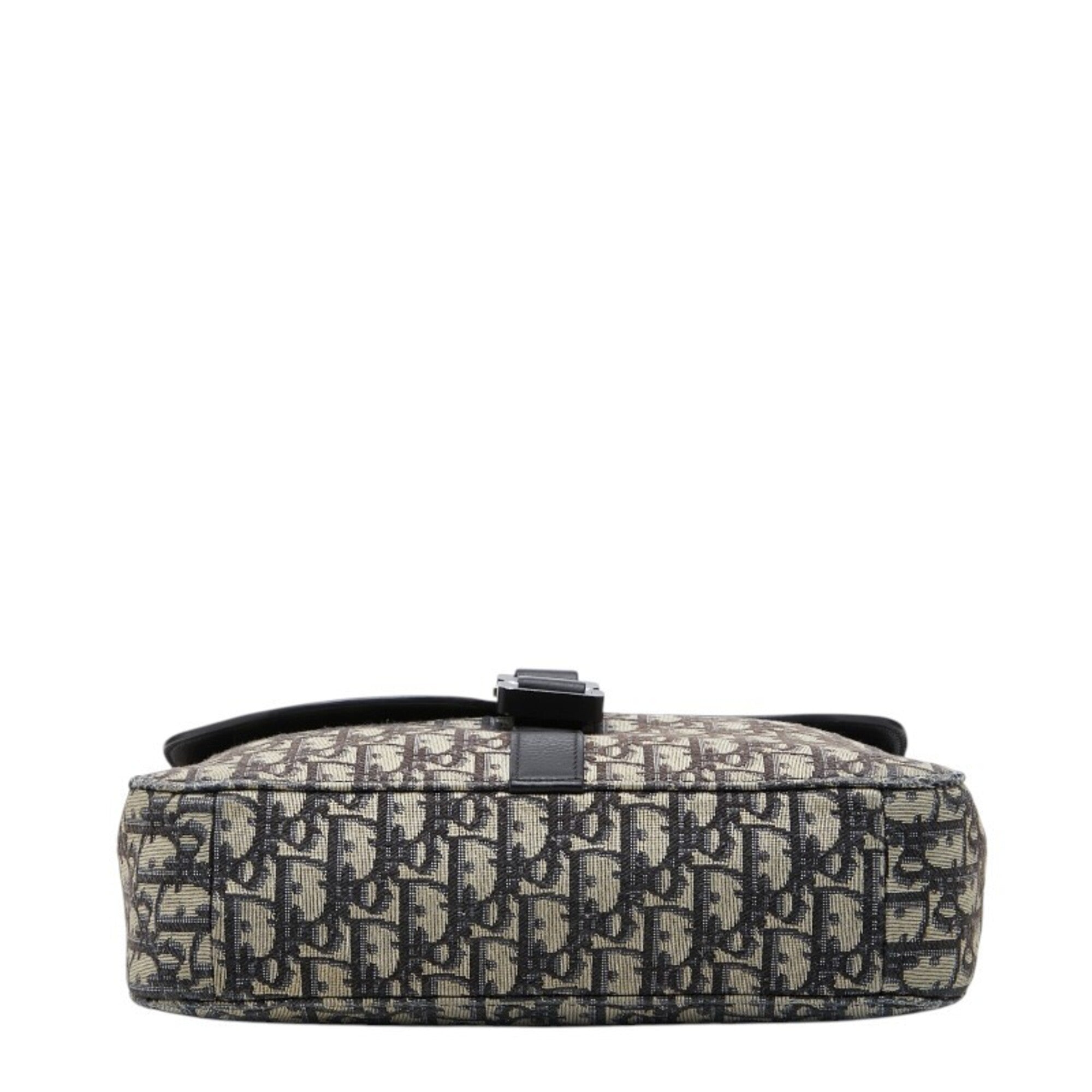 Christian Dior Beige Black Canvas Leather Shoulder Bag (Pre-Owned)