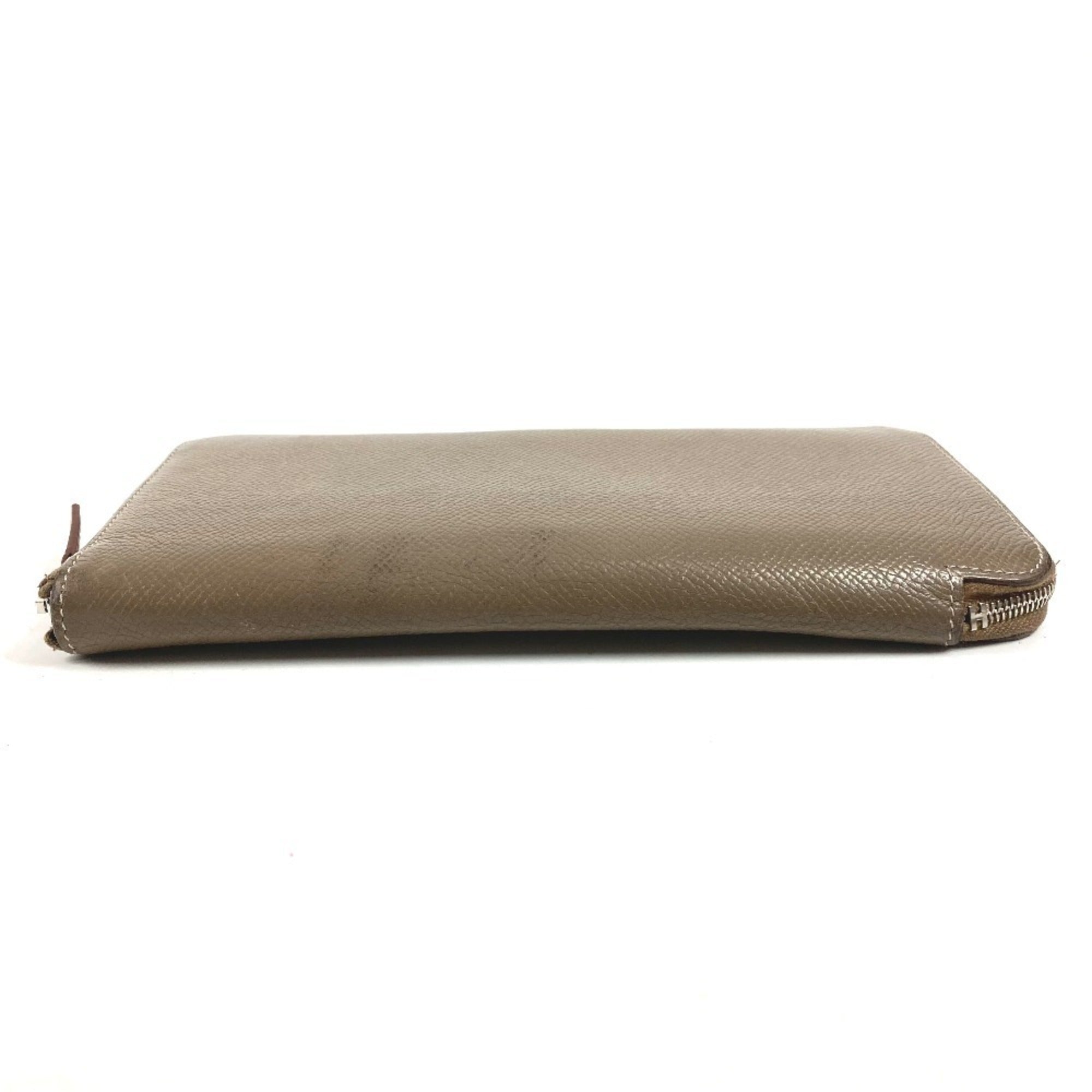 Hermes Silk'in Gray Epsom Leather Long Wallet (Bi-Fold) (Pre-Owned)