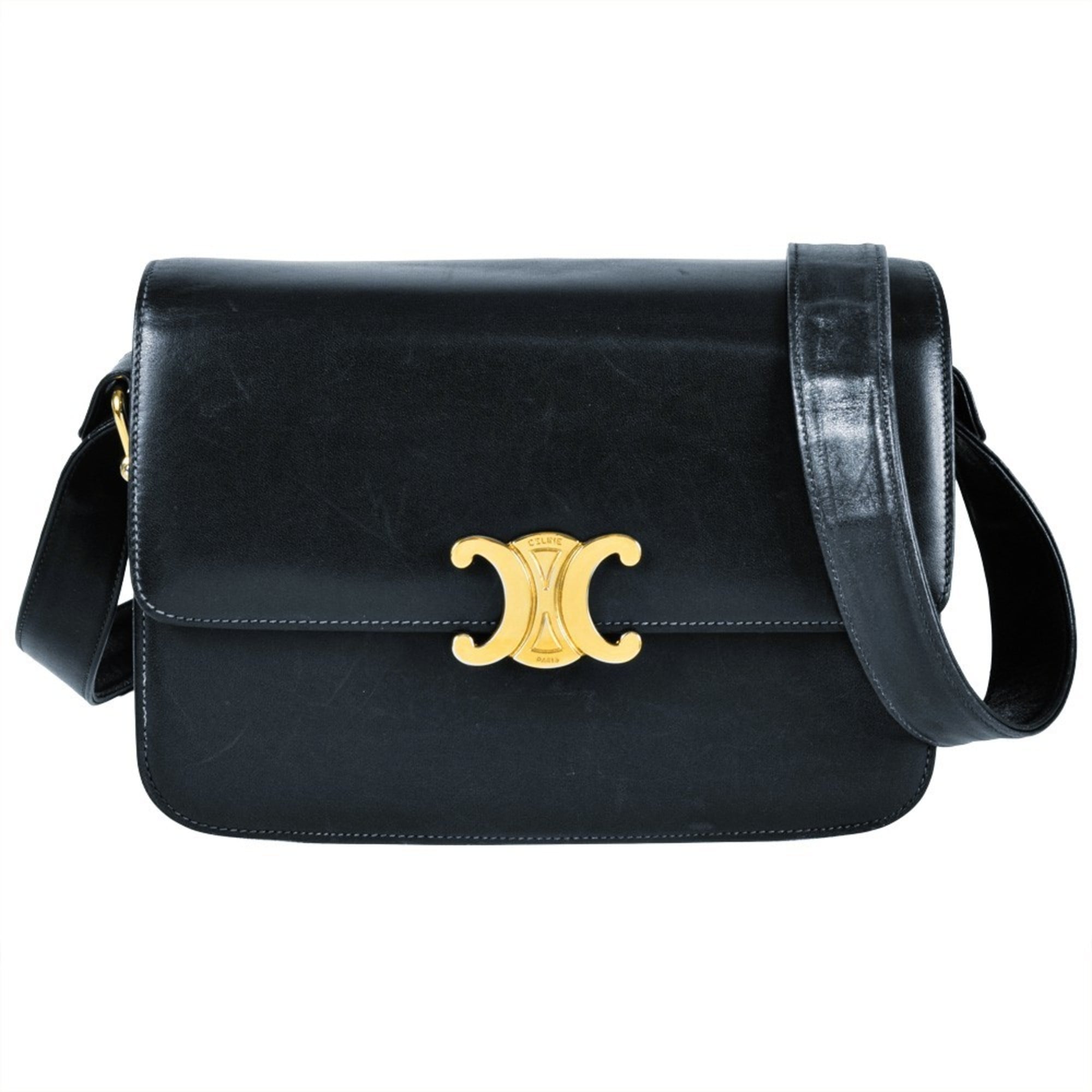 Celine Navy Leather Shoulder Bag (Pre-Owned)