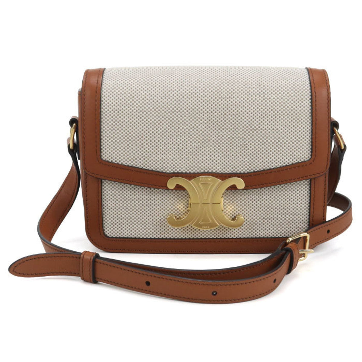 Celine Beige Jacquard Shoulder Bag (Pre-Owned)